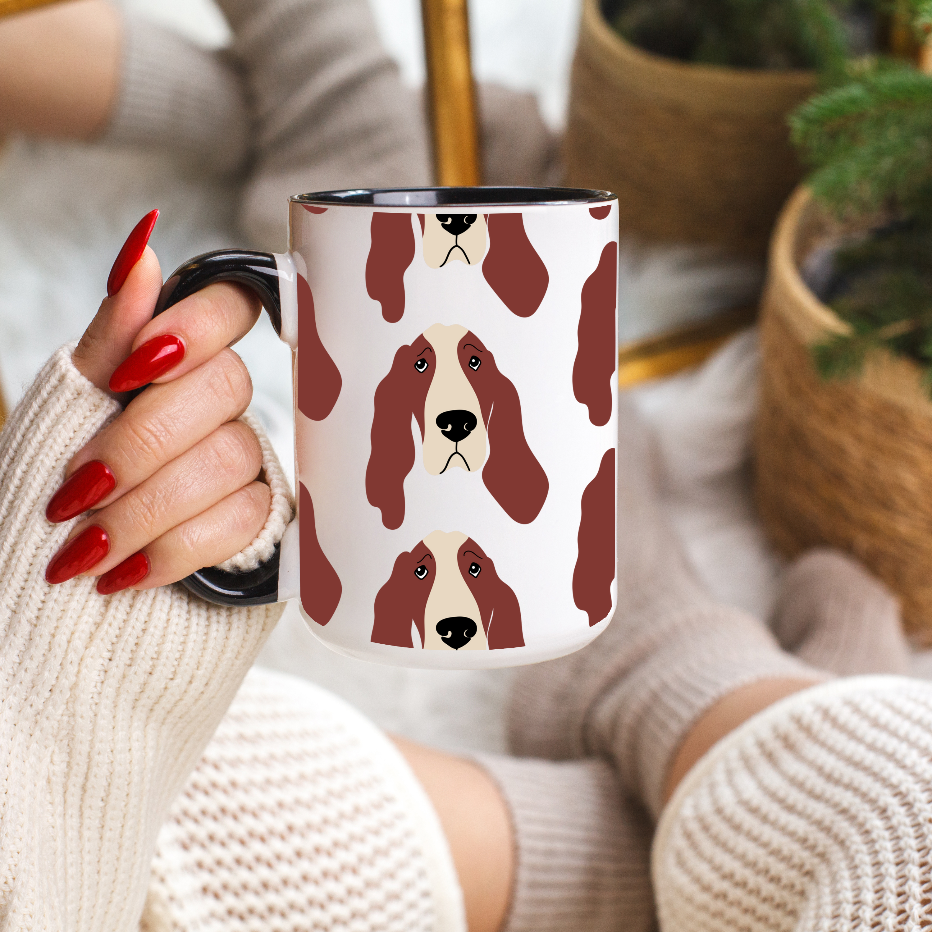 Basset Hound Dog Doodle Design 15oz Mug