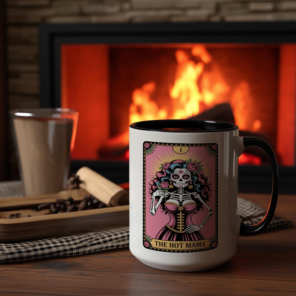 The Hot Mama - SKeleton Tarot Card - Halloween Mug