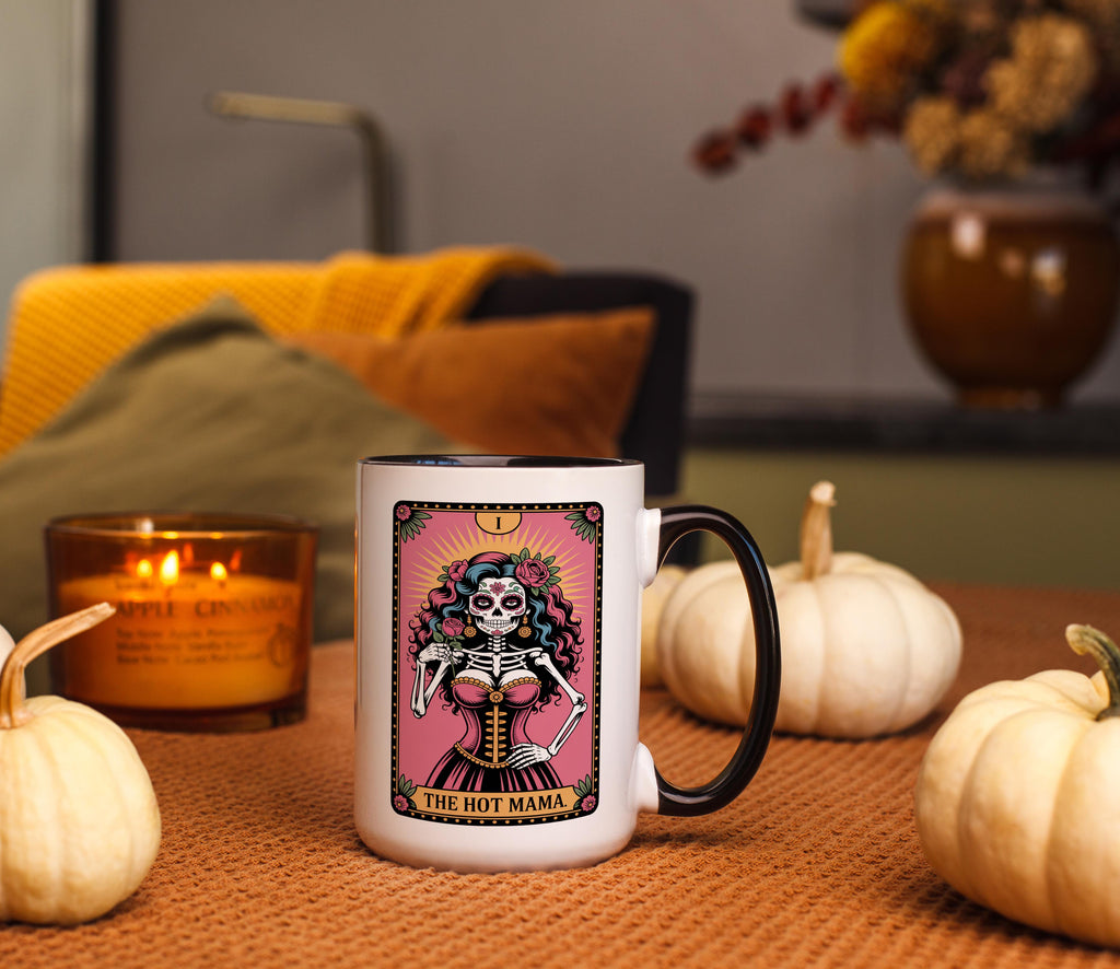 The Hot Mama - SKeleton Tarot Card - Halloween Mug