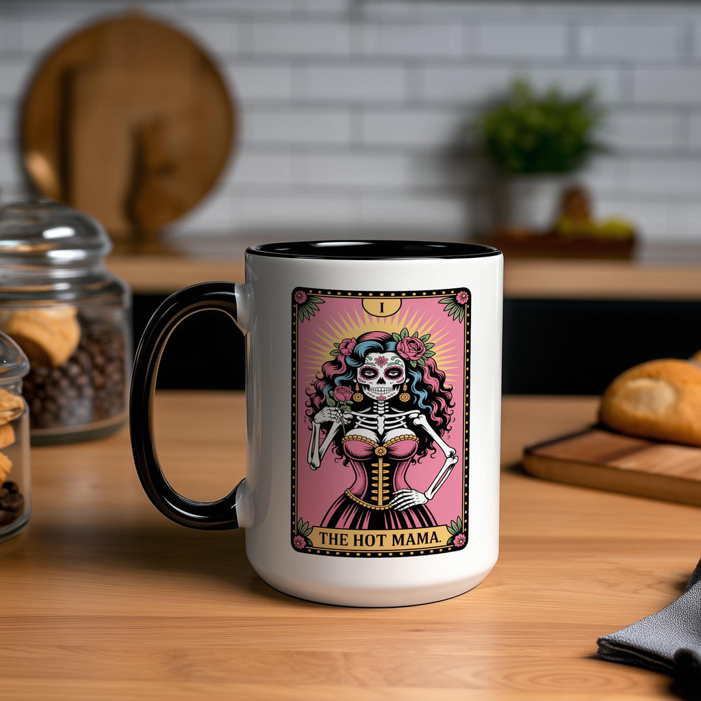 The Hot Mama - SKeleton Tarot Card - Halloween Mug