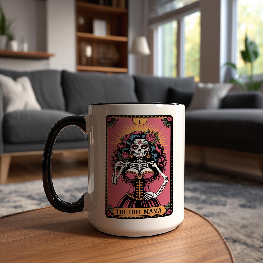 The Hot Mama - SKeleton Tarot Card - Halloween Mug