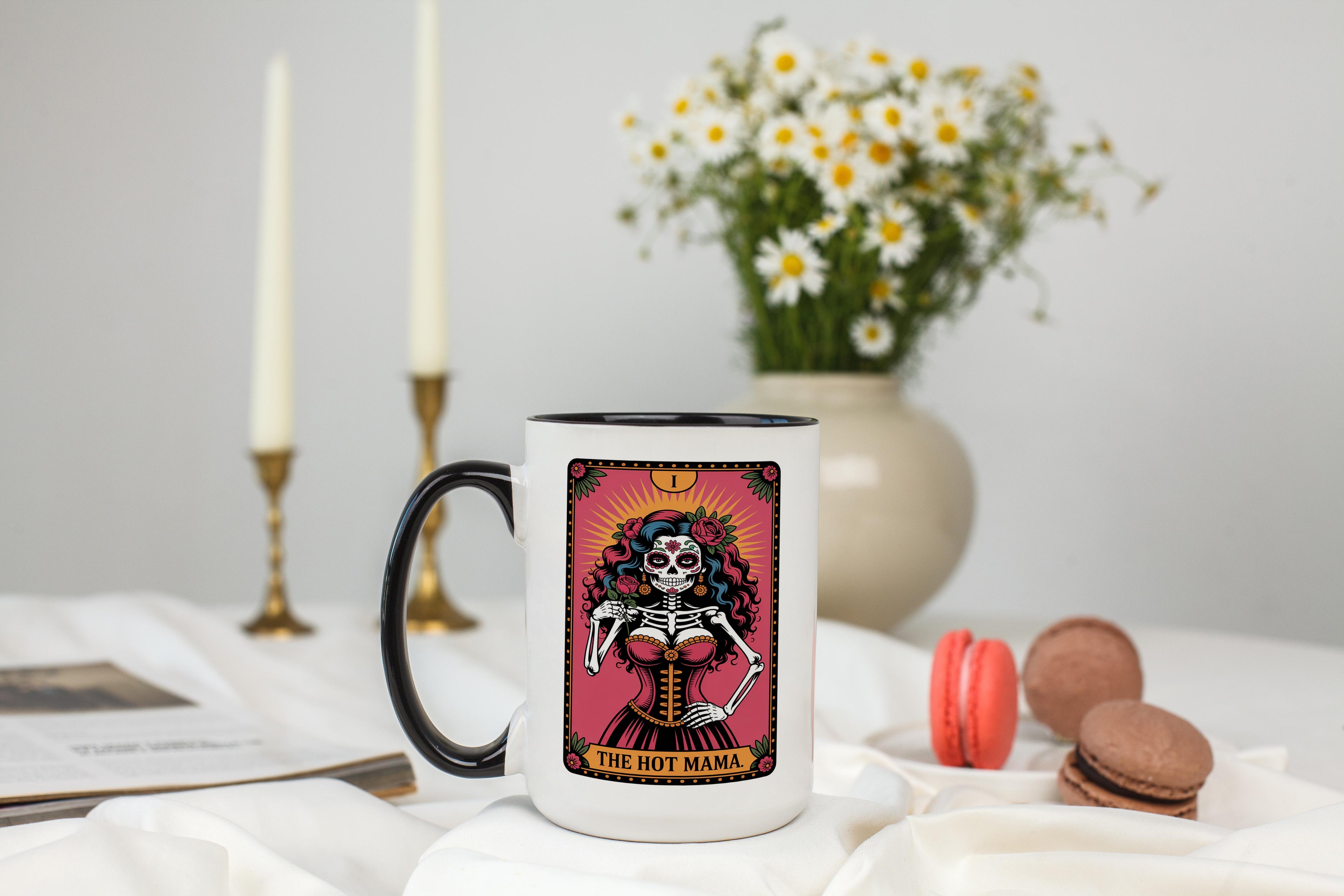 The Hot Mama - SKeleton Tarot Card - Halloween Mug