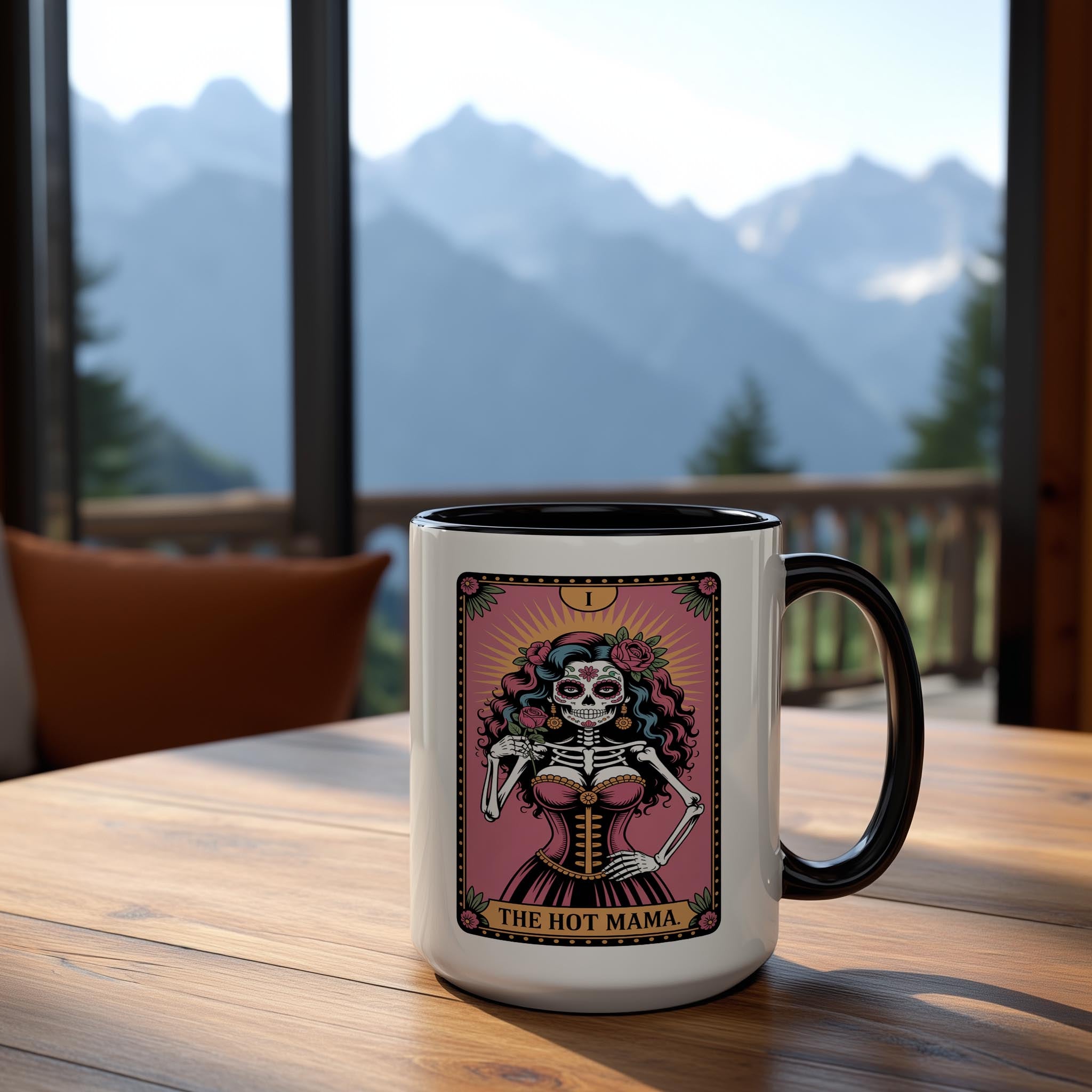 The Hot Mama - SKeleton Tarot Card - Halloween Mug