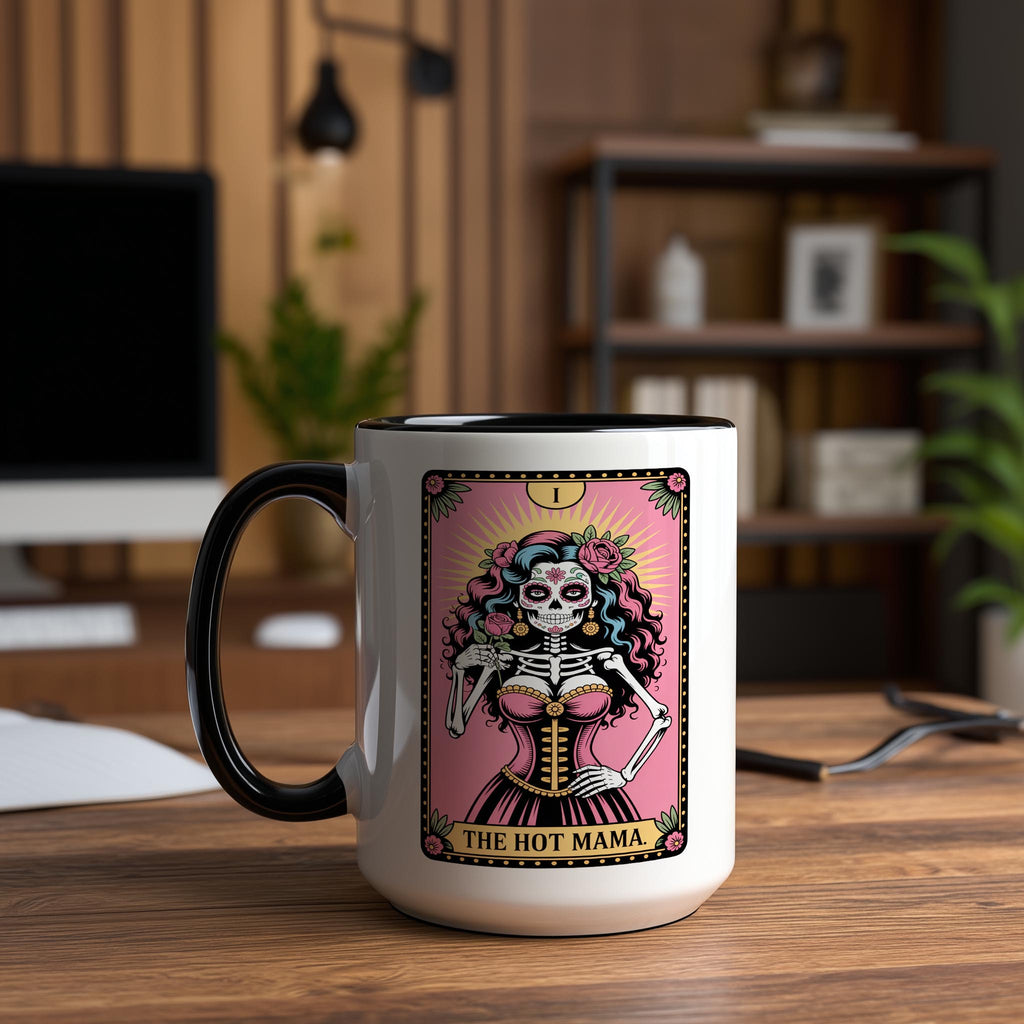 The Hot Mama - SKeleton Tarot Card - Halloween Mug