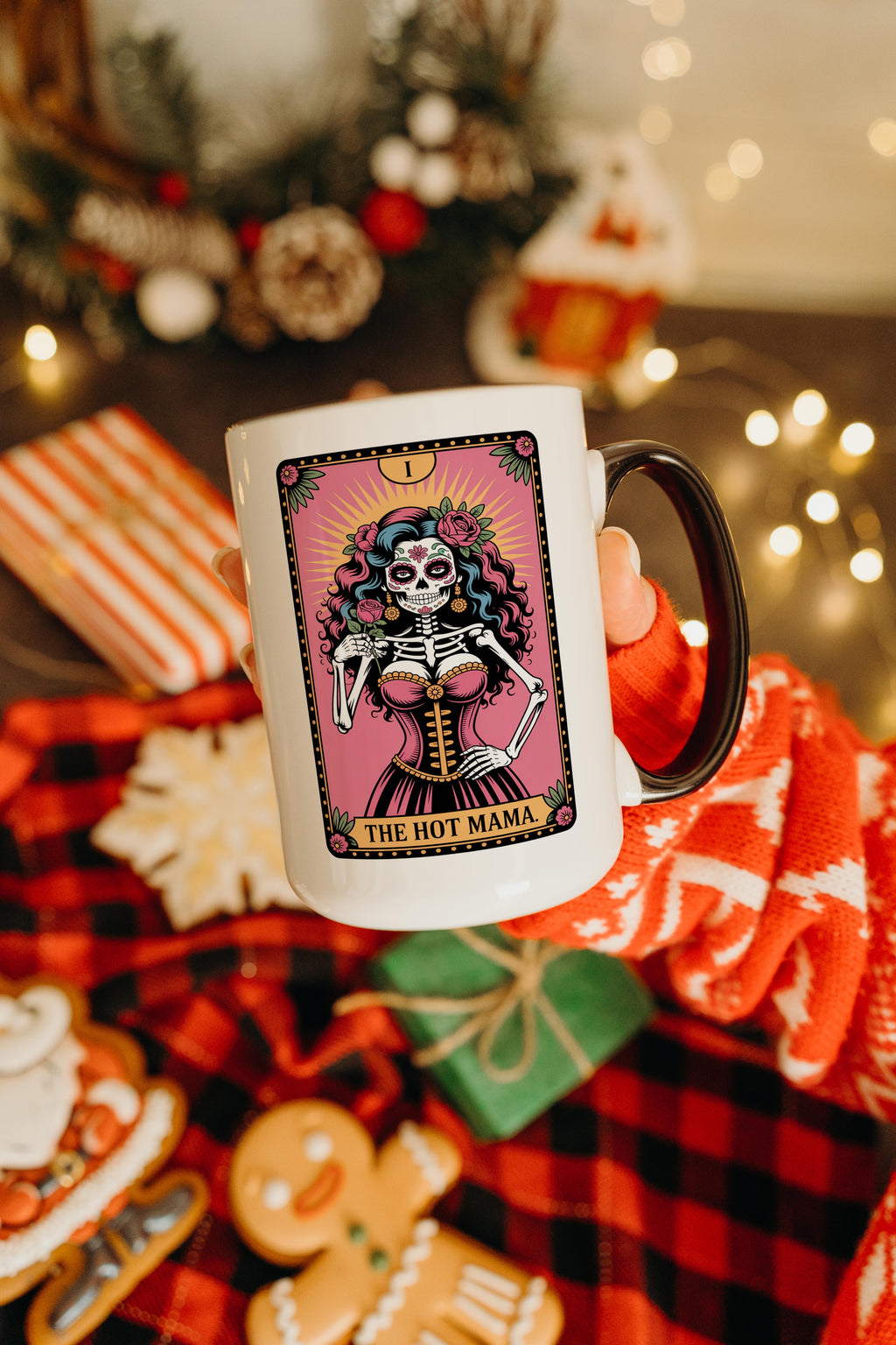 The Hot Mama - SKeleton Tarot Card - Halloween Mug