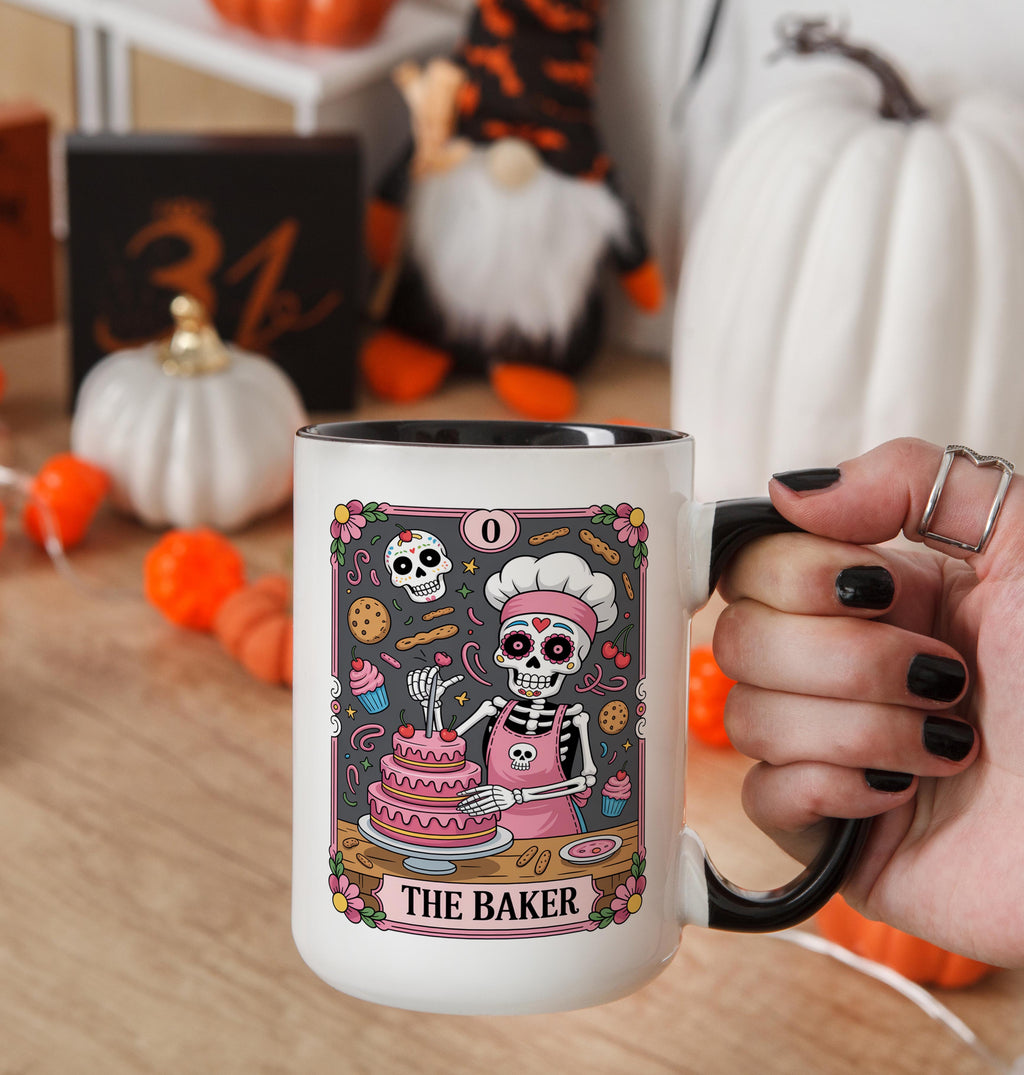 The Baker - Skeleton Tarot Card - Halloween Mug