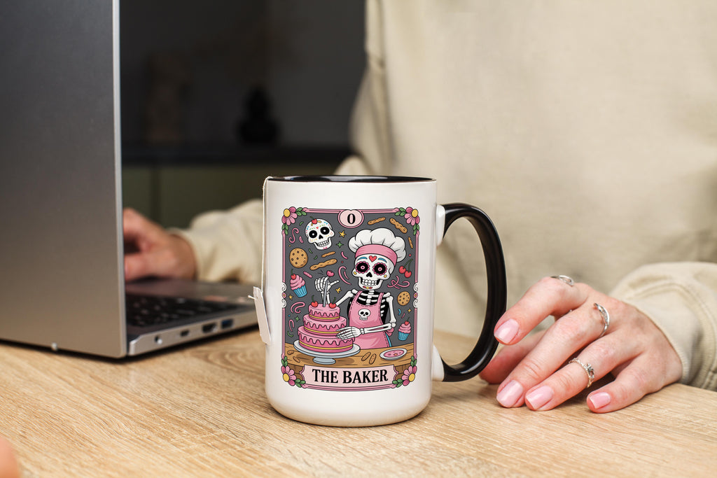 The Baker - Skeleton Tarot Card - Halloween Mug