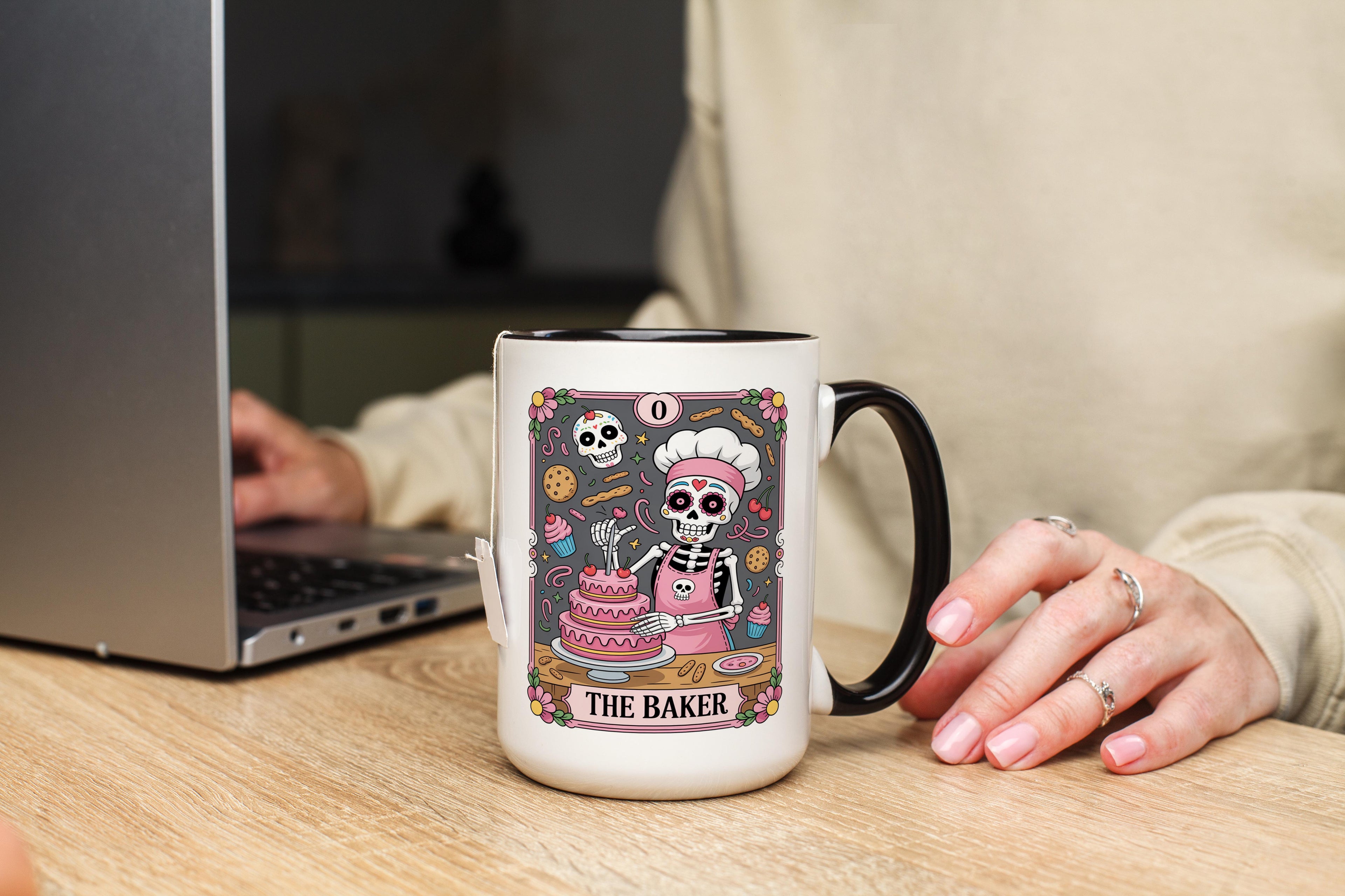 The Baker - Skeleton Tarot Card - Halloween Mug
