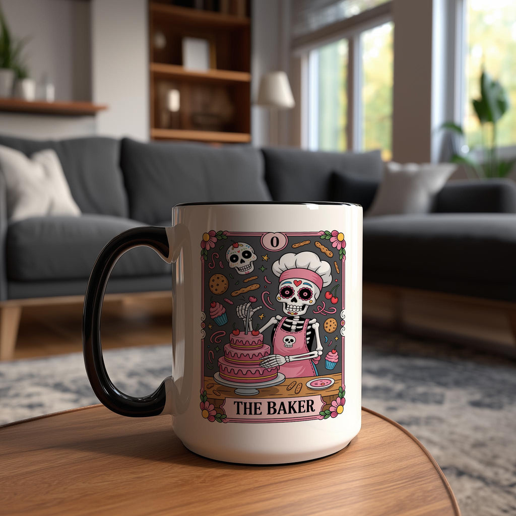 The Baker - Skeleton Tarot Card - Halloween Mug