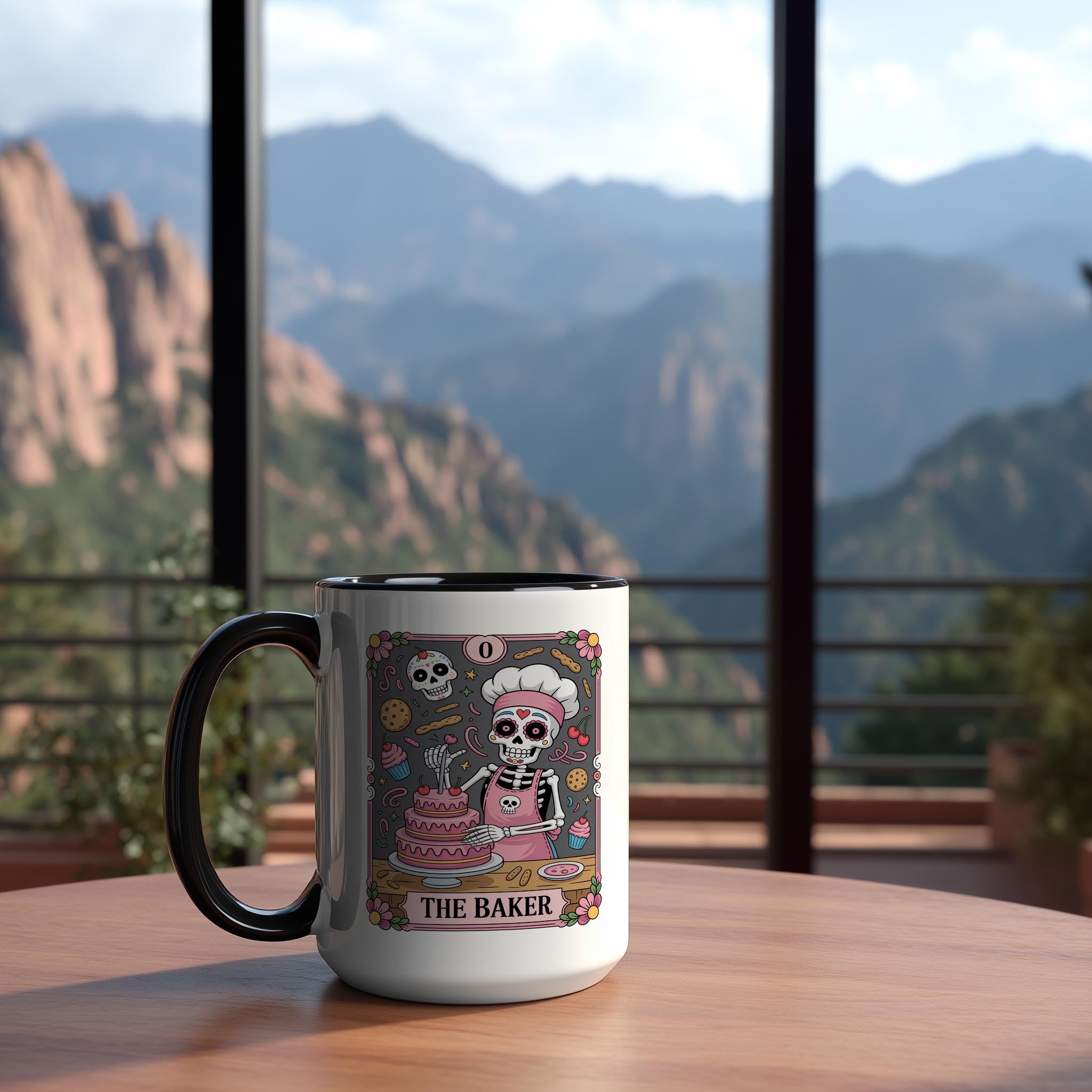 The Baker - Skeleton Tarot Card - Halloween Mug