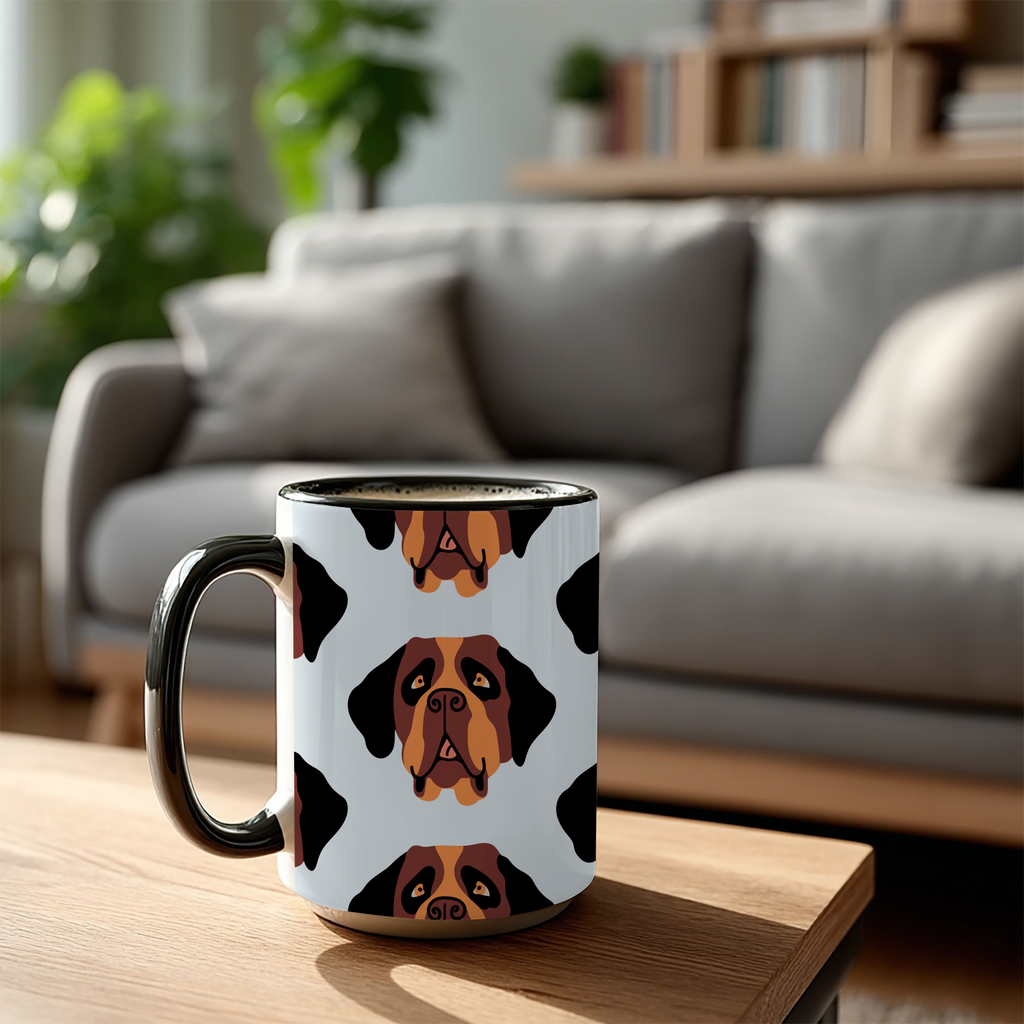 St Bernard Dog Doodle Design 15oz Mug