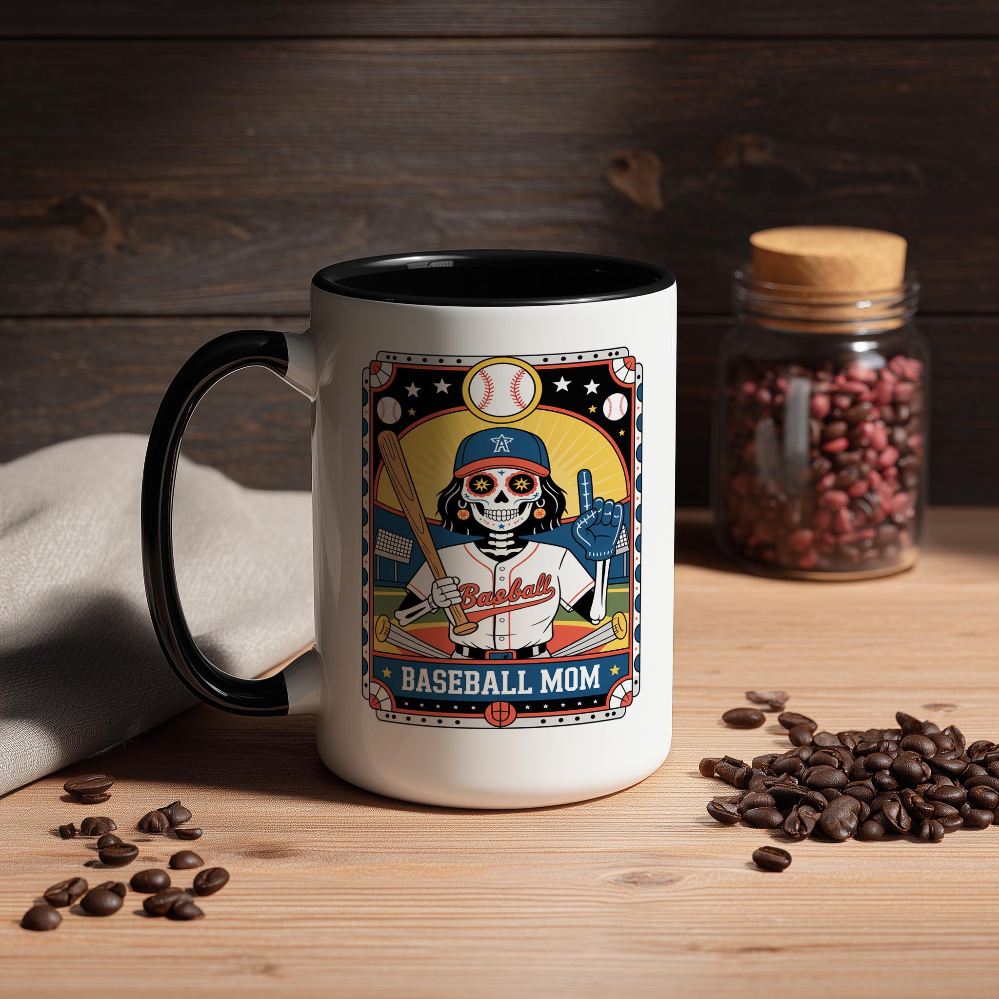 The Baseball Mom - Skeleton Tarot Card - Home Life Mugs