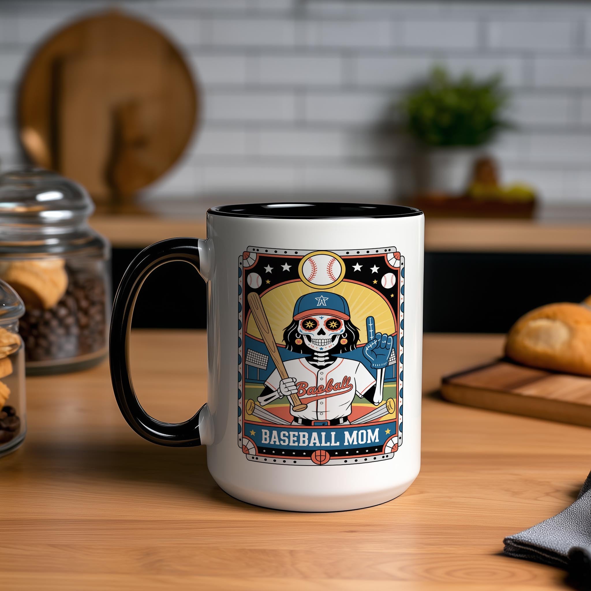 The Baseball Mom - Skeleton Tarot Card - Home Life Mugs