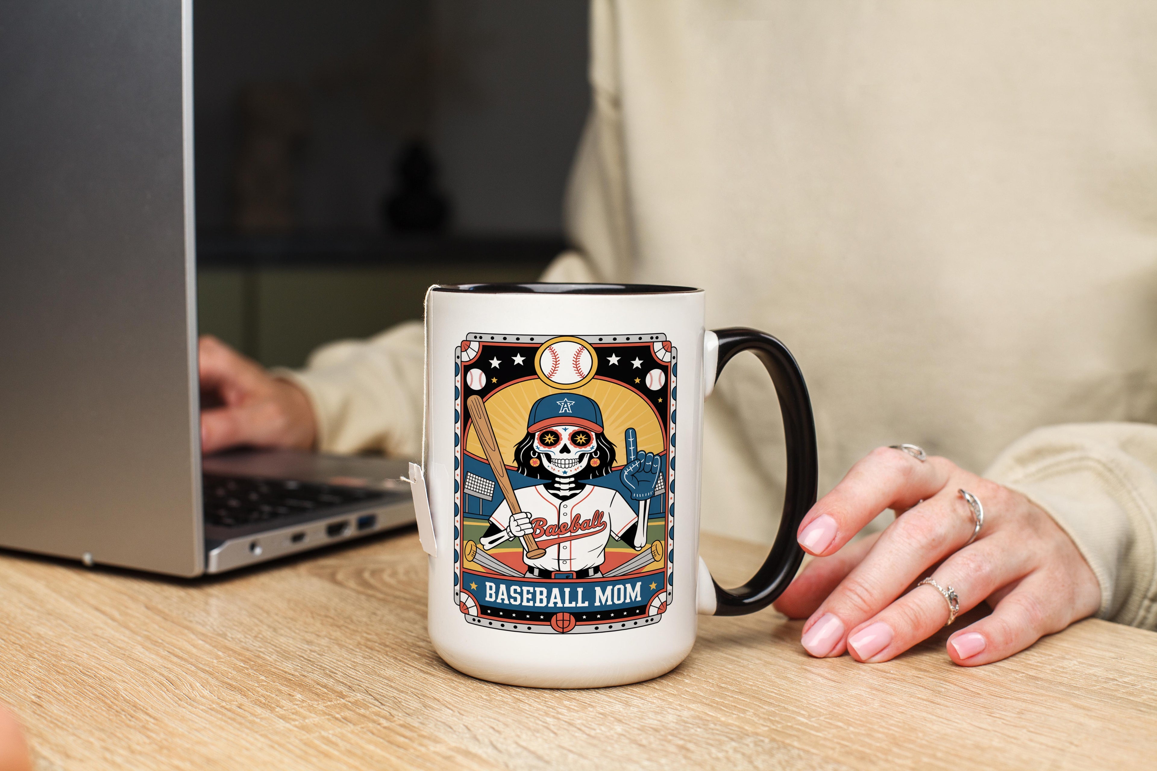 The Baseball Mom - Skeleton Tarot Card - Home Life Mugs
