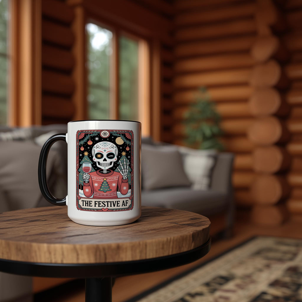 The Festive AF - Skeleton tarot Card - Christmas Mug