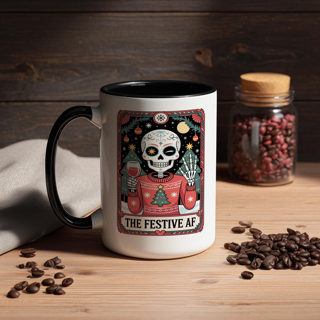 The Festive AF - Skeleton tarot Card - Christmas Mug