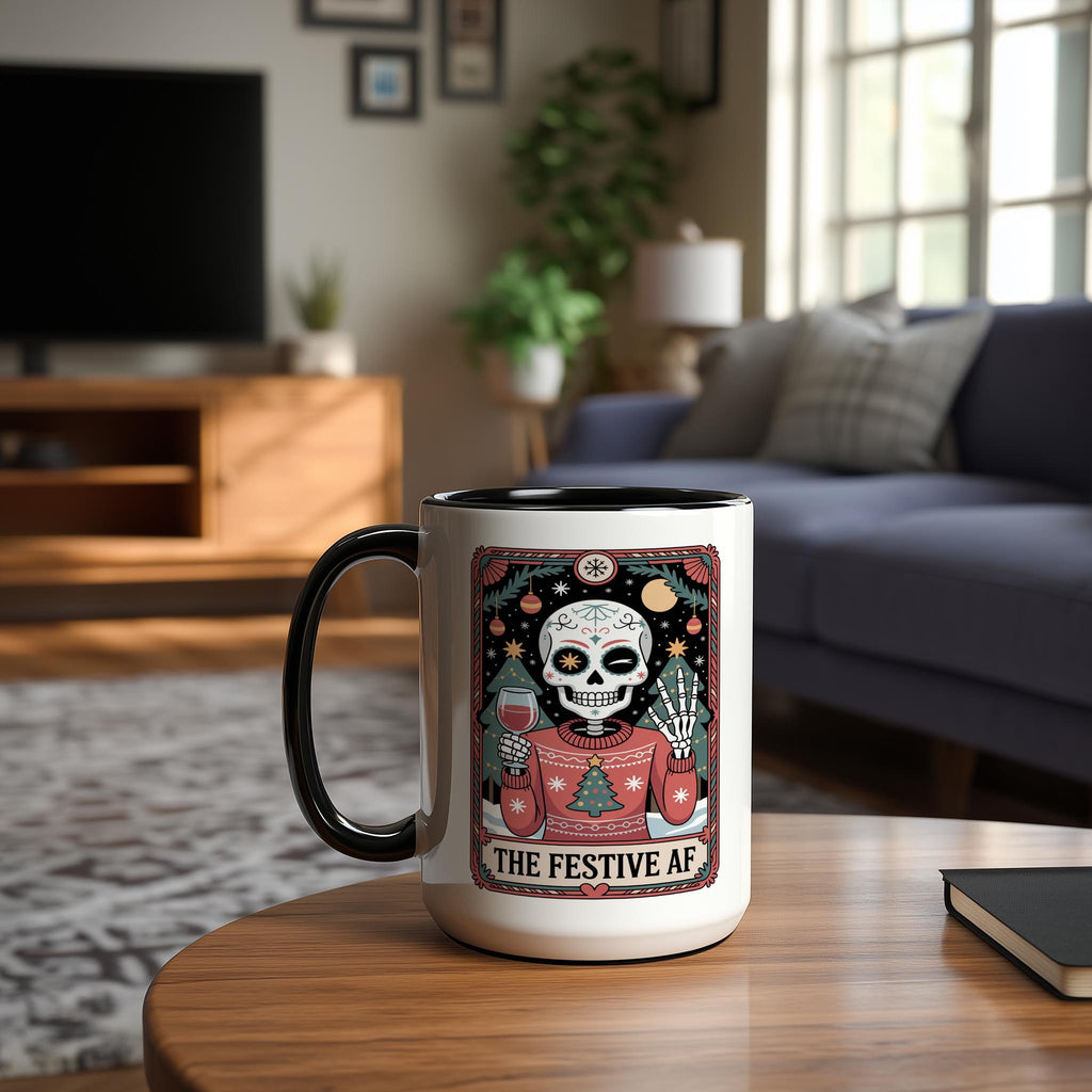 The Festive AF - Skeleton tarot Card - Christmas Mug