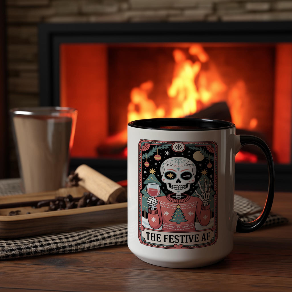 The Festive AF - Skeleton tarot Card - Christmas Mug
