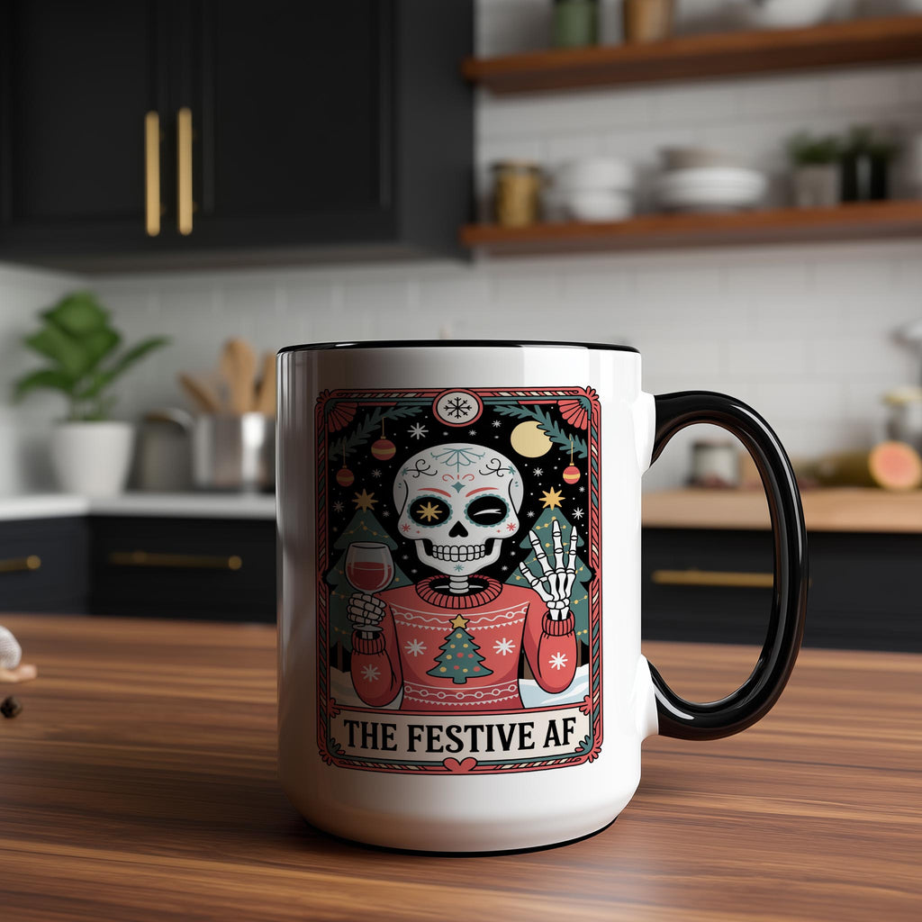 The Festive AF - Skeleton tarot Card - Christmas Mug
