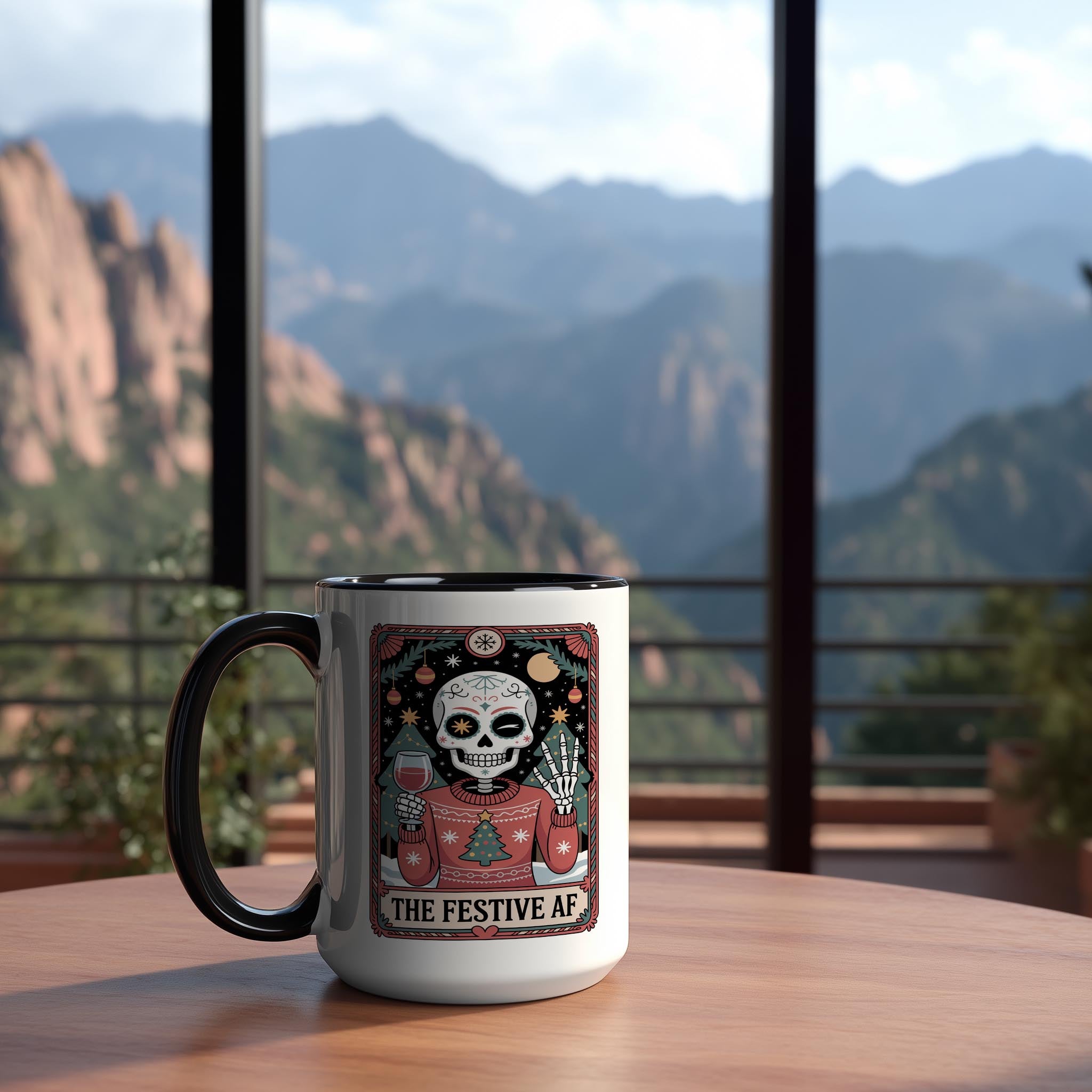 The Festive AF - Skeleton tarot Card - Christmas Mug