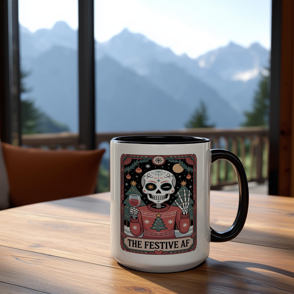 The Festive AF - Skeleton tarot Card - Christmas Mug