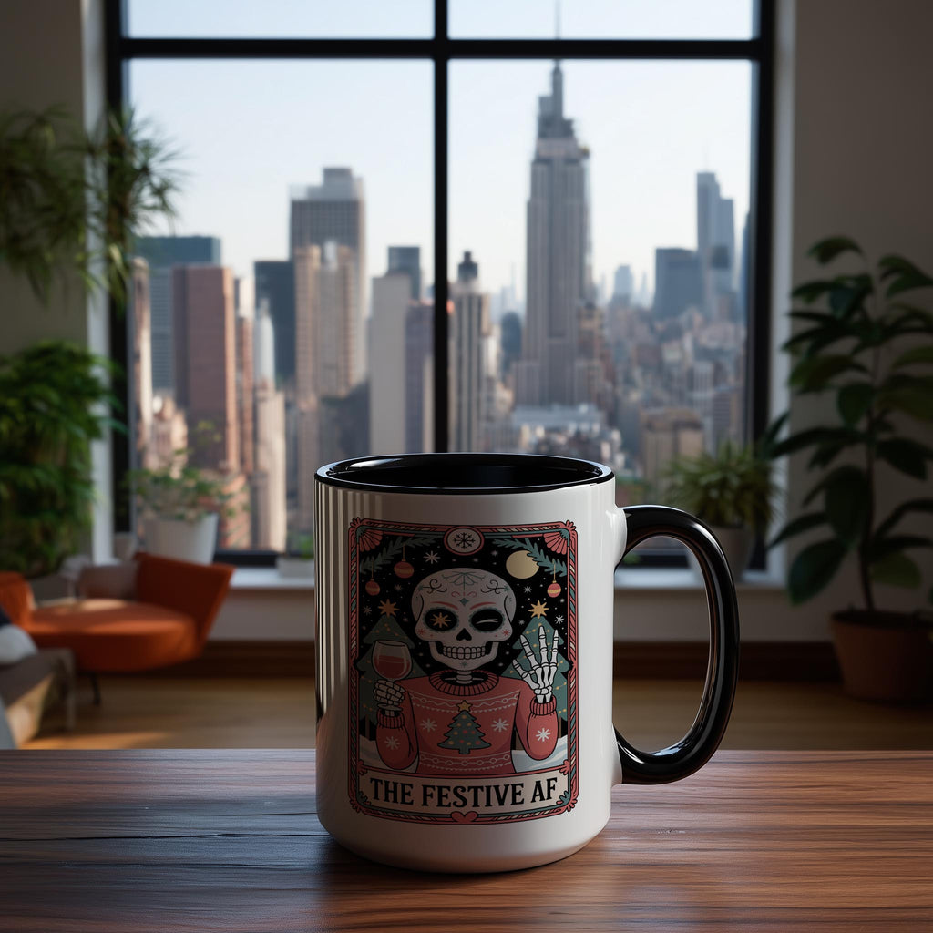 The Festive AF - Skeleton tarot Card - Christmas Mug