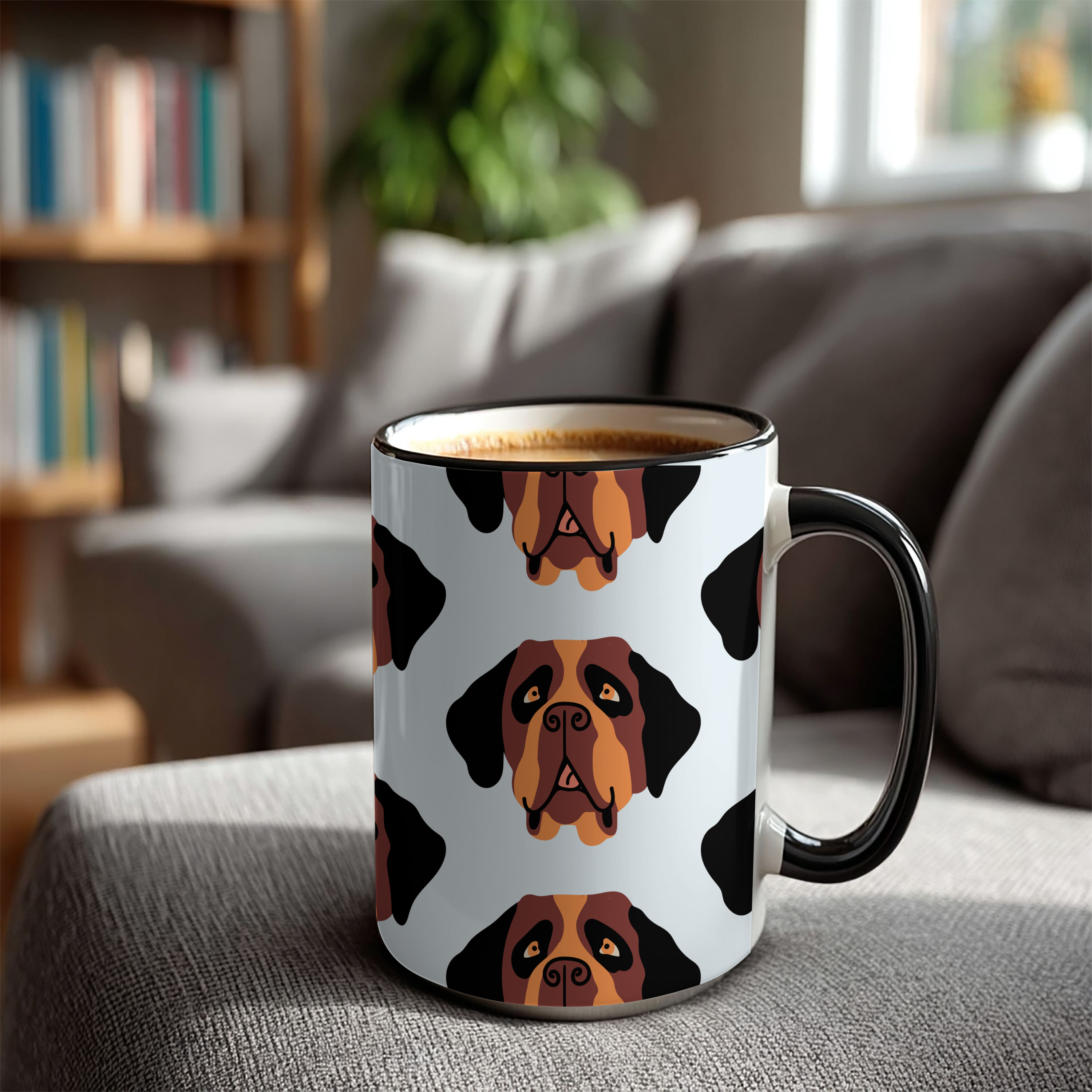 St Bernard Dog Doodle Design 15oz Mug