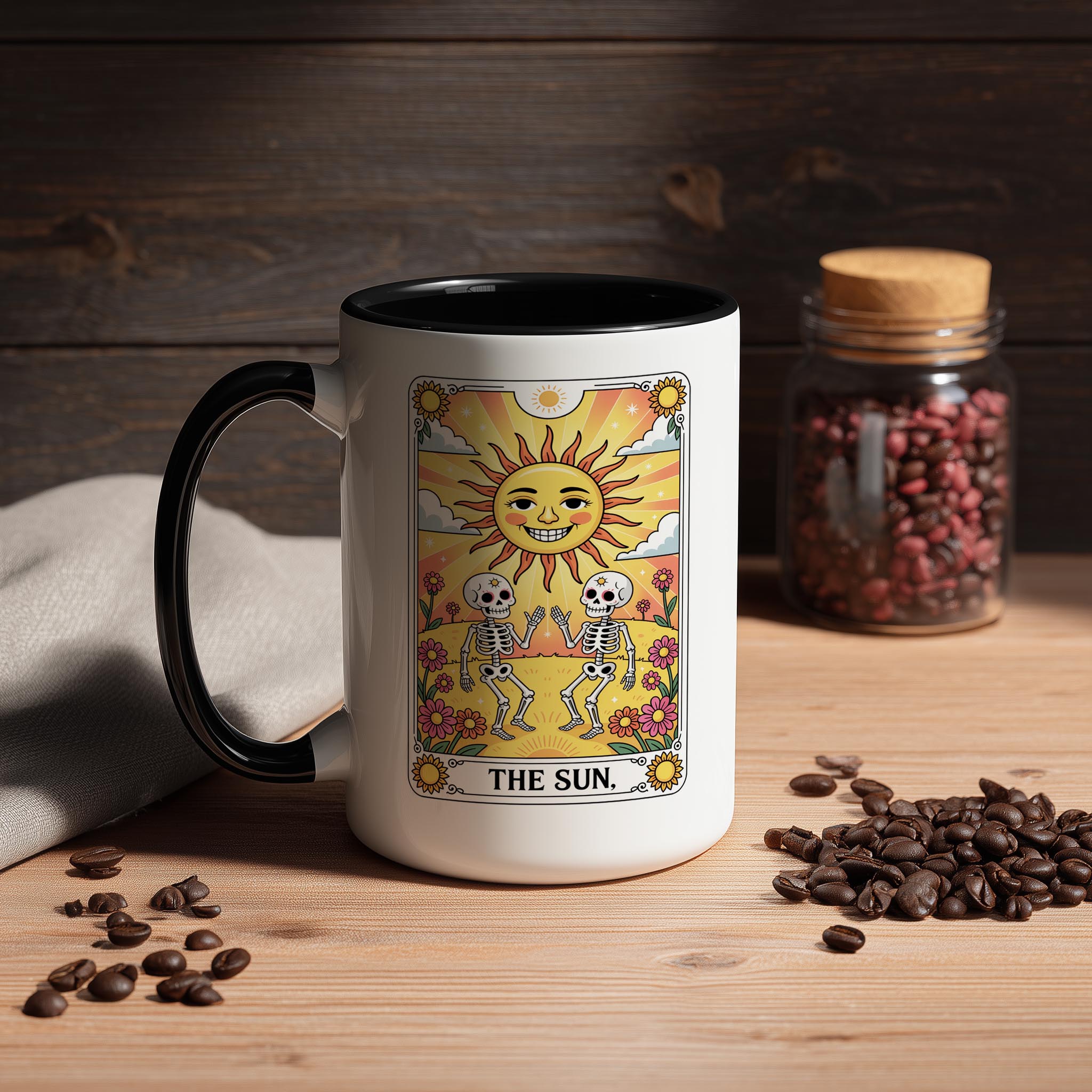 The Sun - Skeleton Tarot Card - Halloween Mug