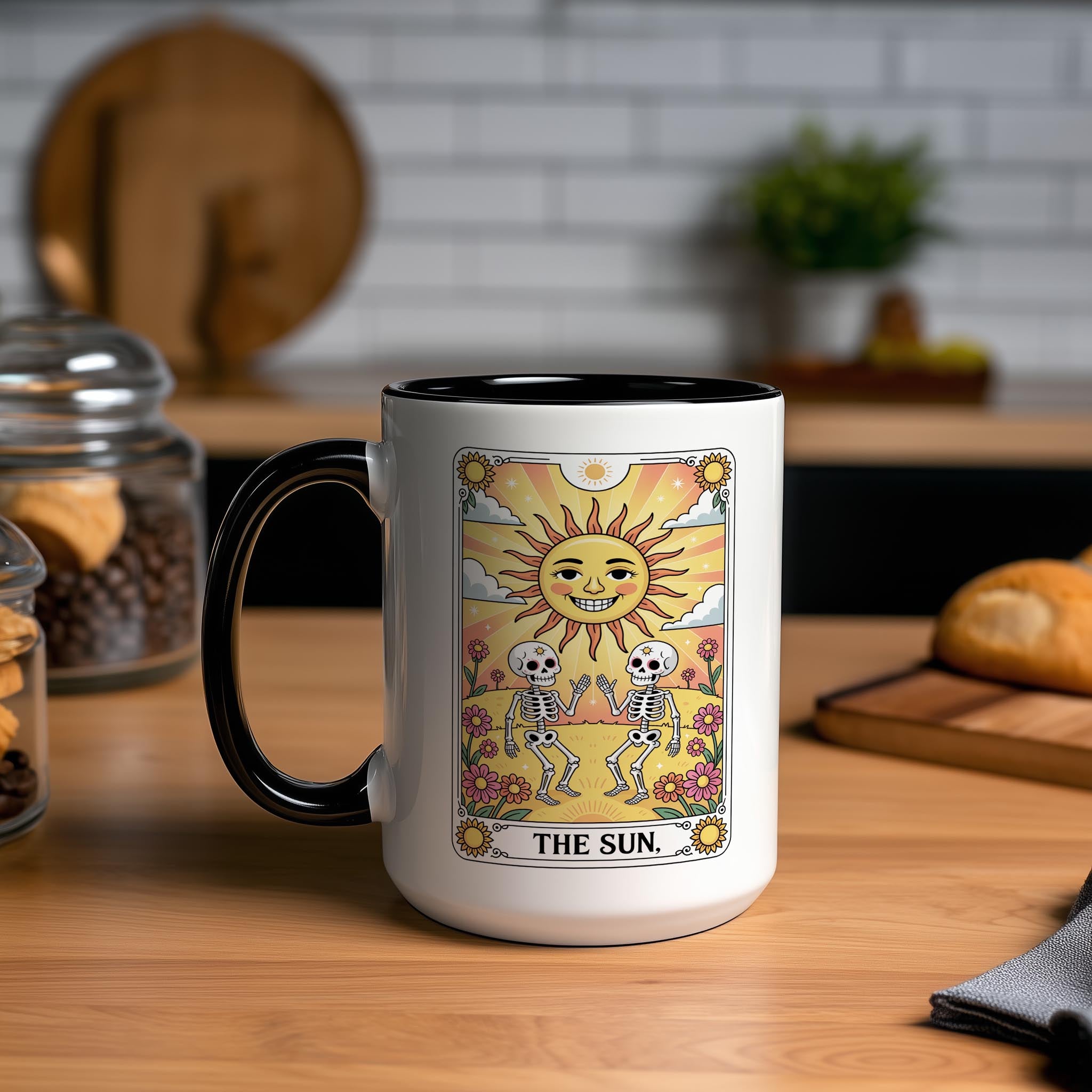 The Sun - Skeleton Tarot Card - Halloween Mug