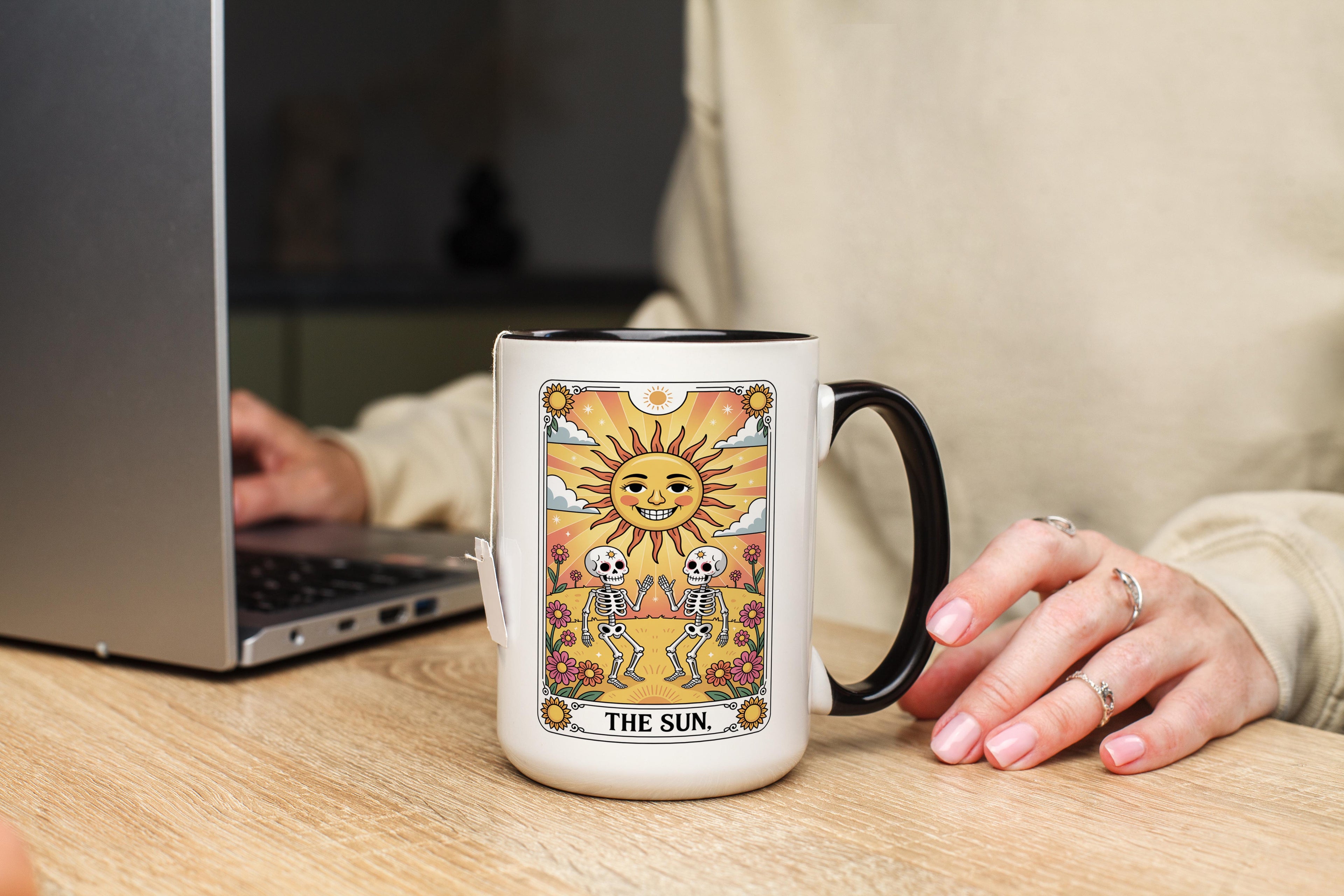 The Sun - Skeleton Tarot Card - Halloween Mug