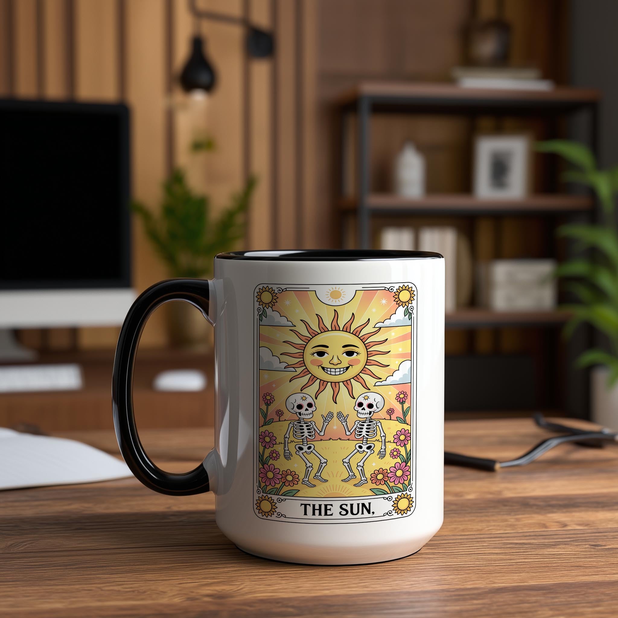 The Sun - Skeleton Tarot Card - Halloween Mug