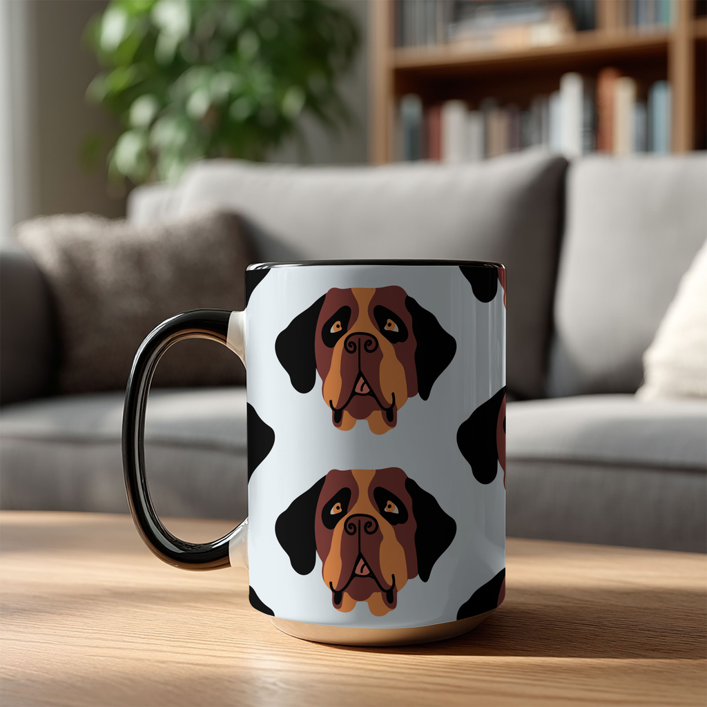 St Bernard Dog Doodle Design 15oz Mug
