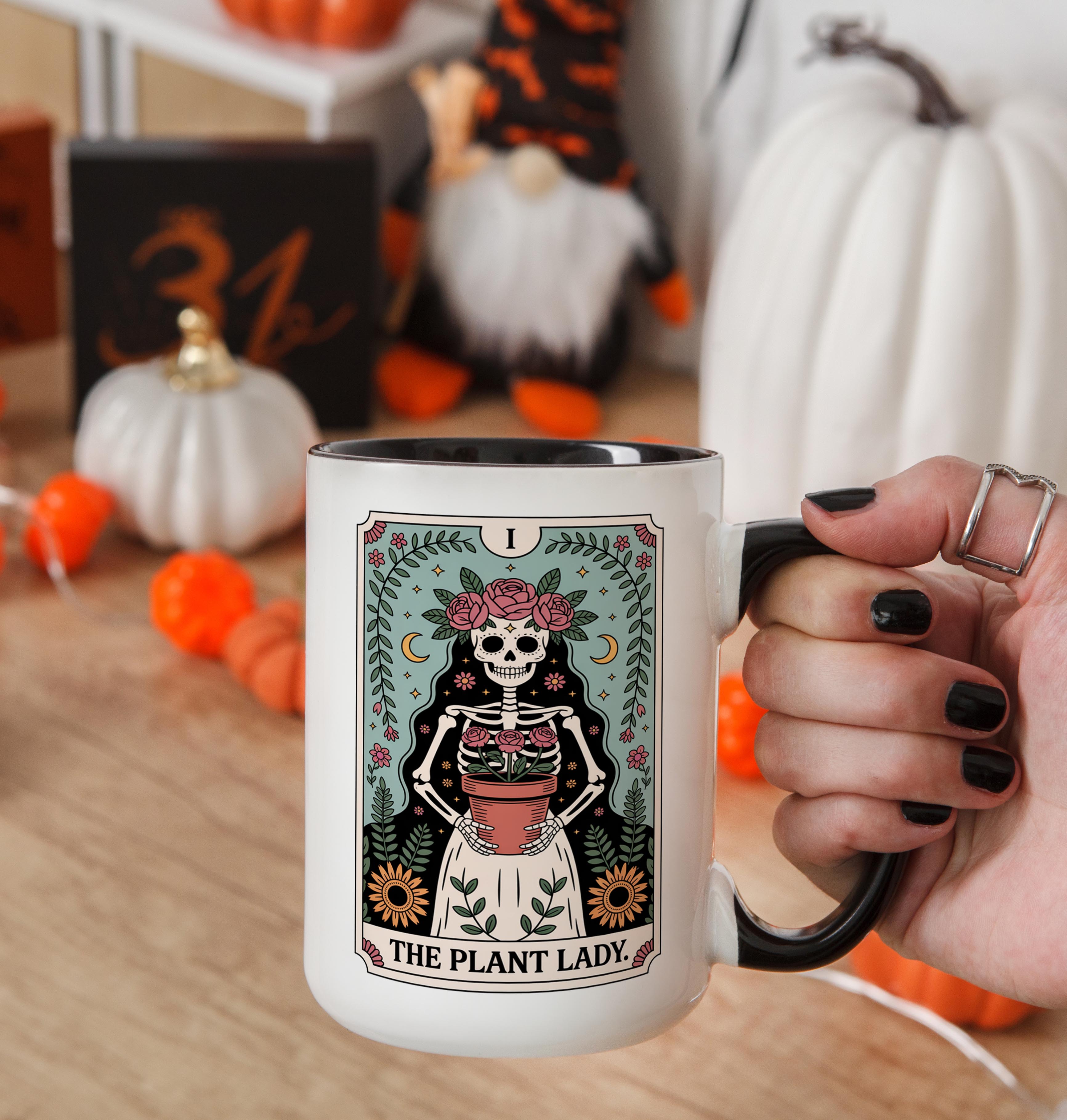 The Plant Lady - Skeleton tarot Card - Hobbies and Interest Mug