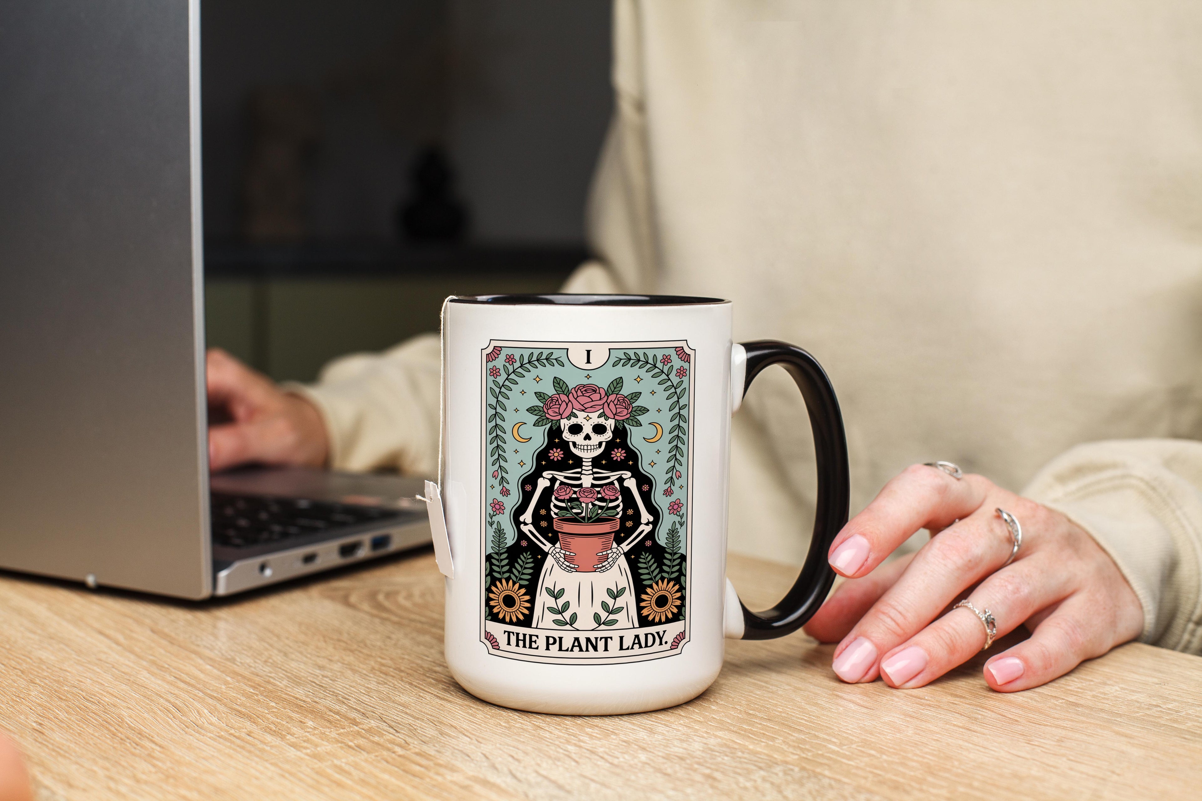 The Plant Lady - Skeleton tarot Card - Hobbies and Interest Mug