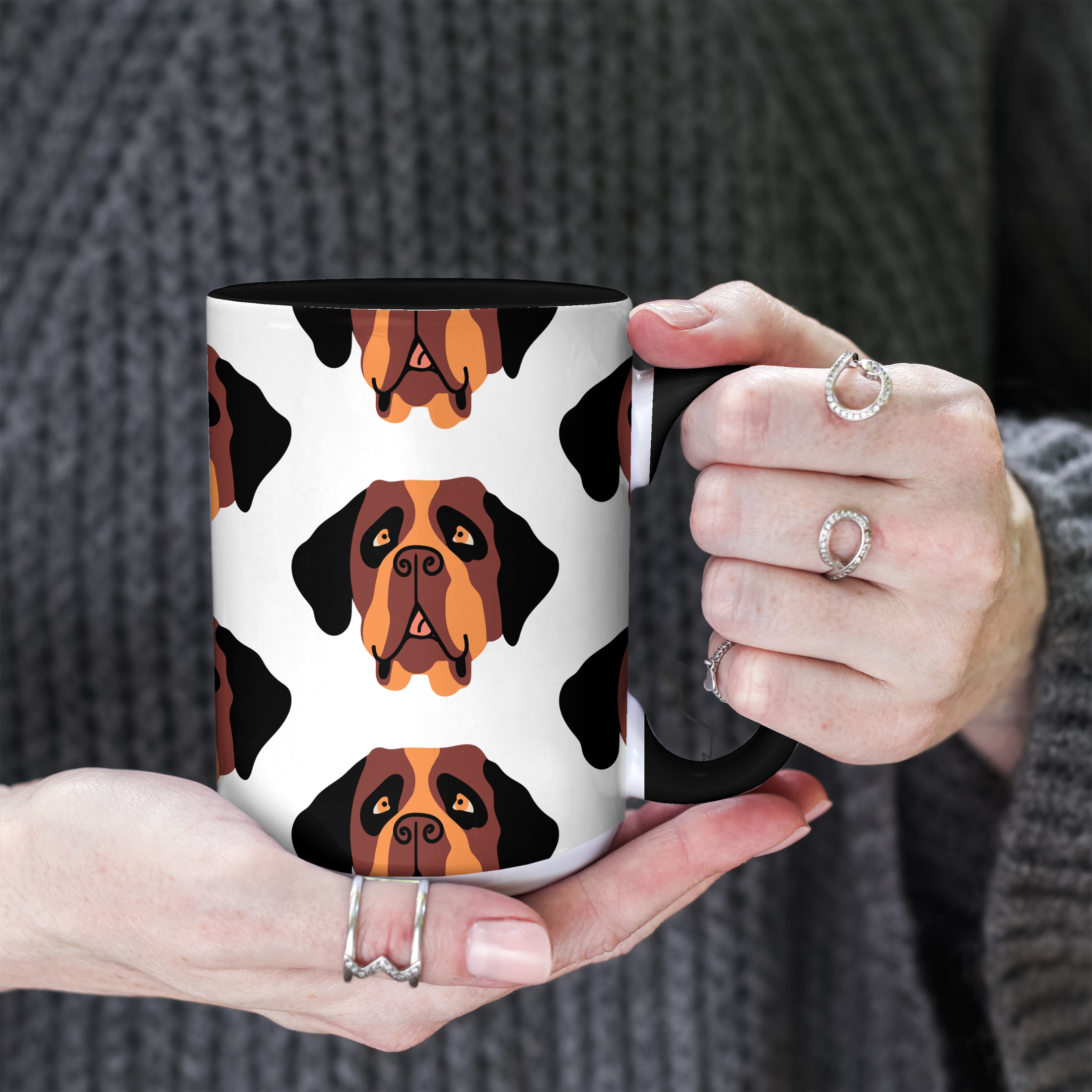 St Bernard Dog Doodle Design 15oz Mug