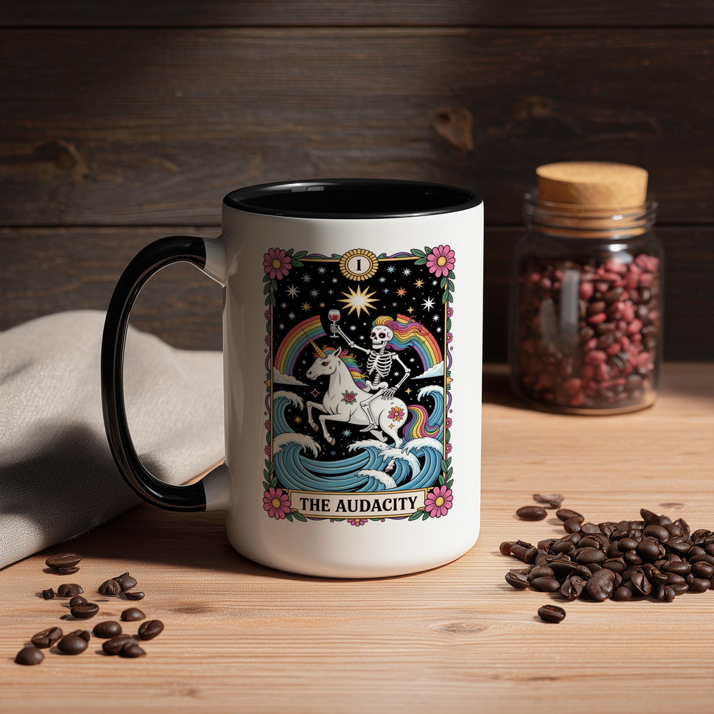 The Audacity - Skeleton Tarot Card - Adult Humor Mug