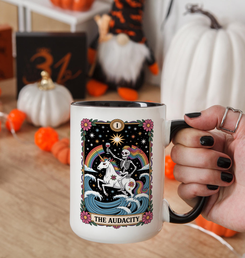 The Audacity - Skeleton Tarot Card - Adult Humor Mug