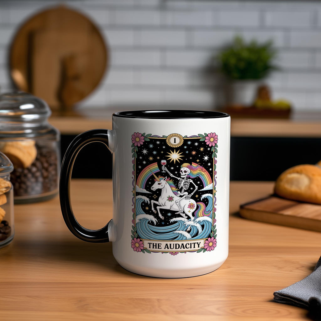 The Audacity - Skeleton Tarot Card - Adult Humor Mug
