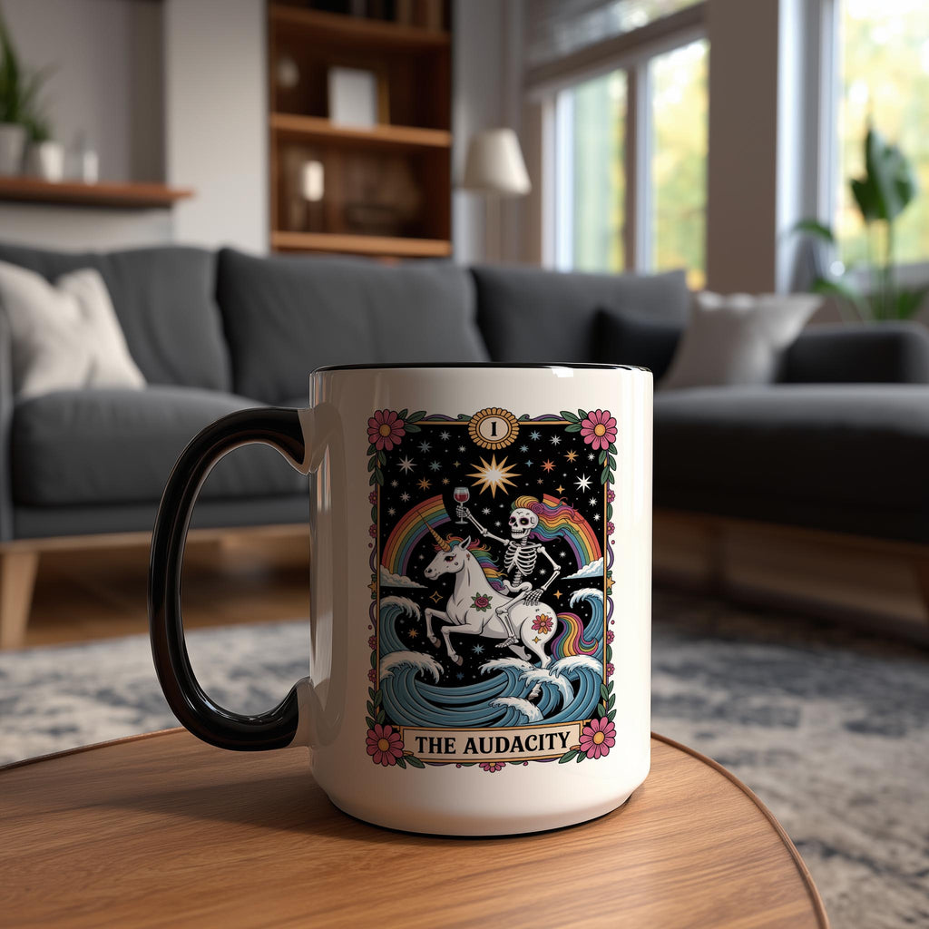 The Audacity - Skeleton Tarot Card - Adult Humor Mug