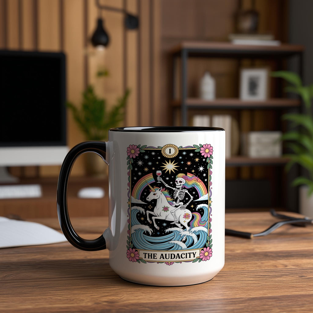 The Audacity - Skeleton Tarot Card - Adult Humor Mug
