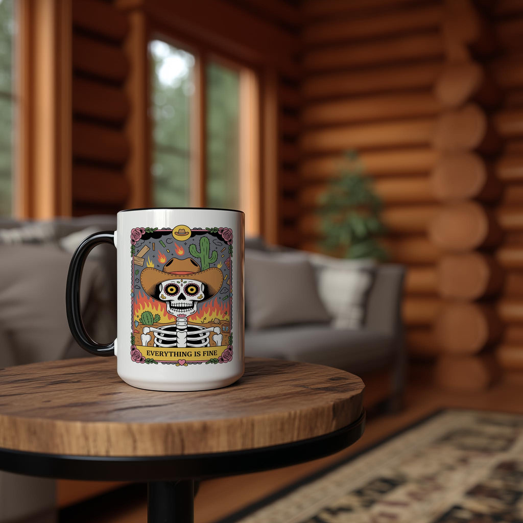 Everything is Fine - Skeleton Tarot Card - Adult Humor Mug