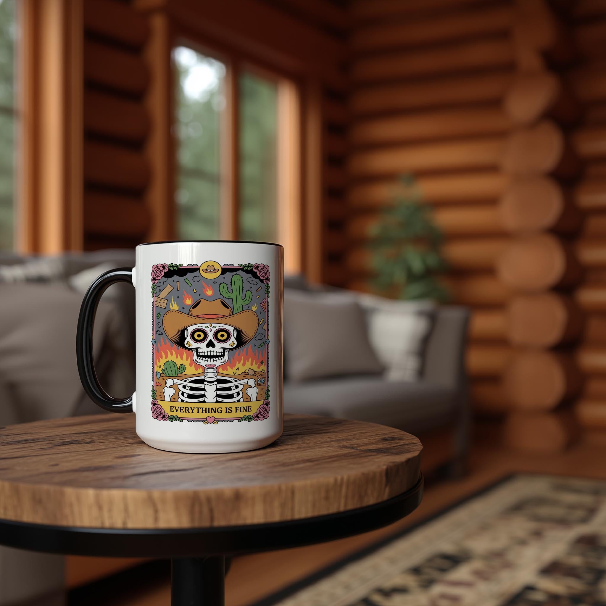 Everything is Fine - Skeleton Tarot Card - Adult Humor Mug