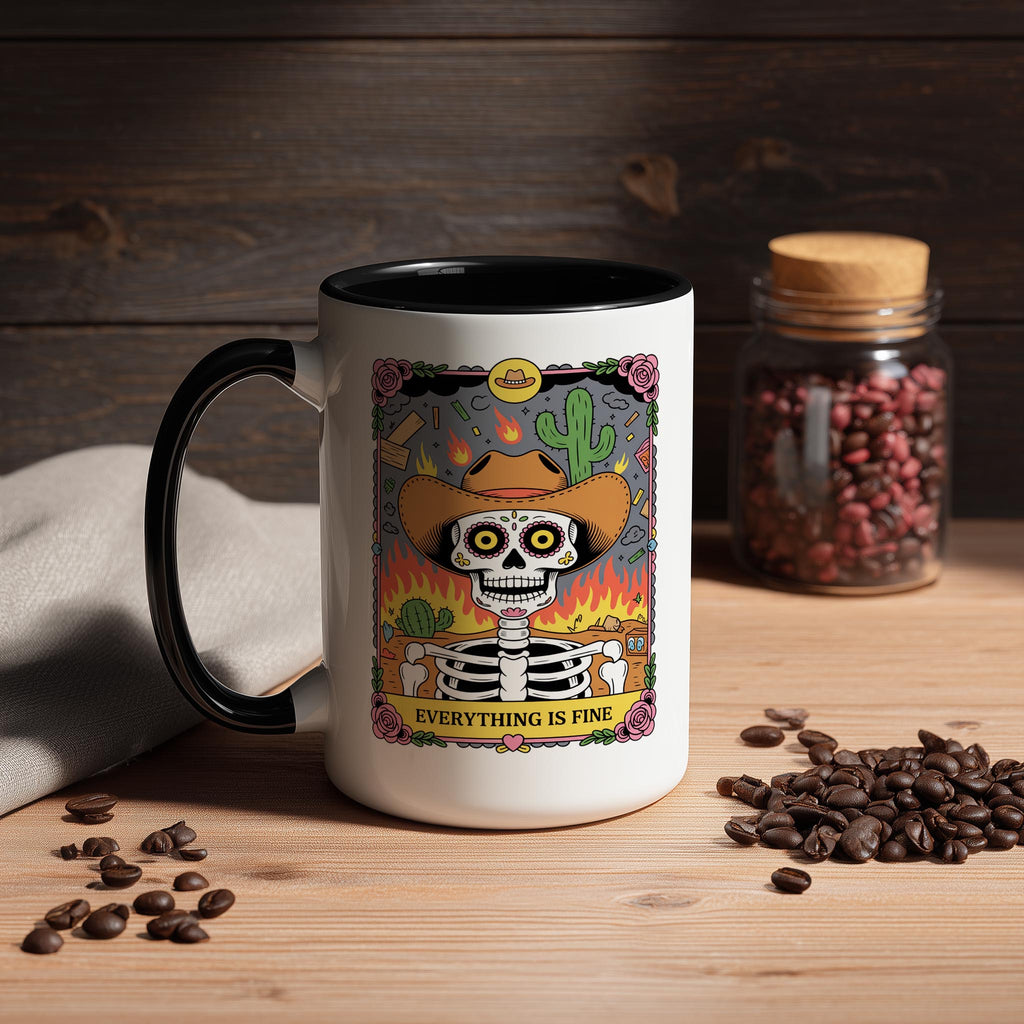 Everything is Fine - Skeleton Tarot Card - Adult Humor Mug