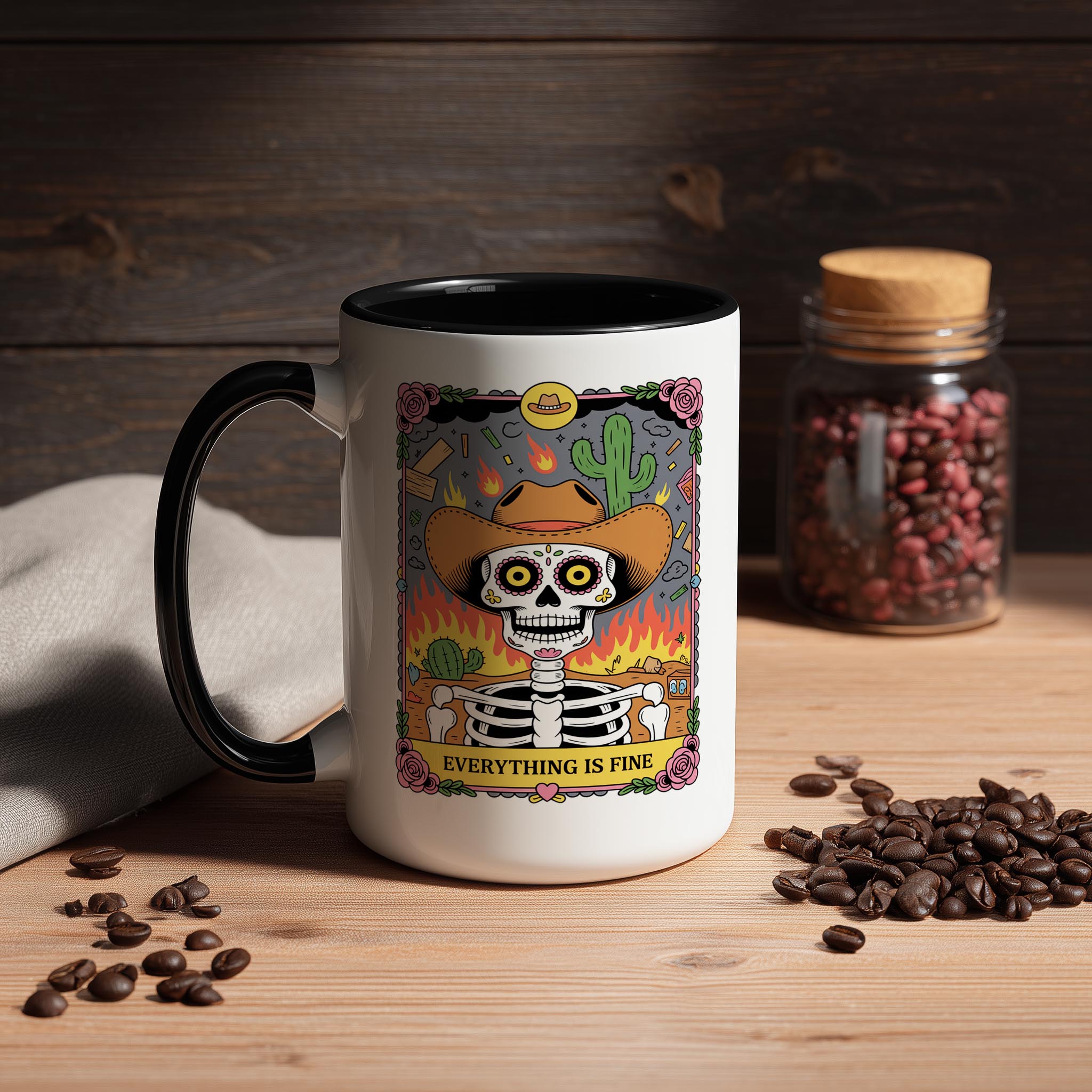 Everything is Fine - Skeleton Tarot Card - Adult Humor Mug