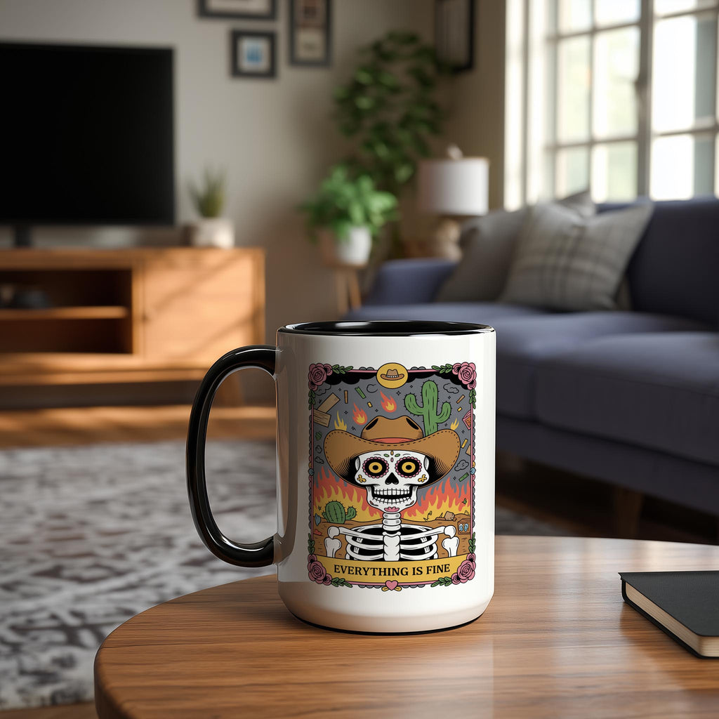 Everything is Fine - Skeleton Tarot Card - Adult Humor Mug