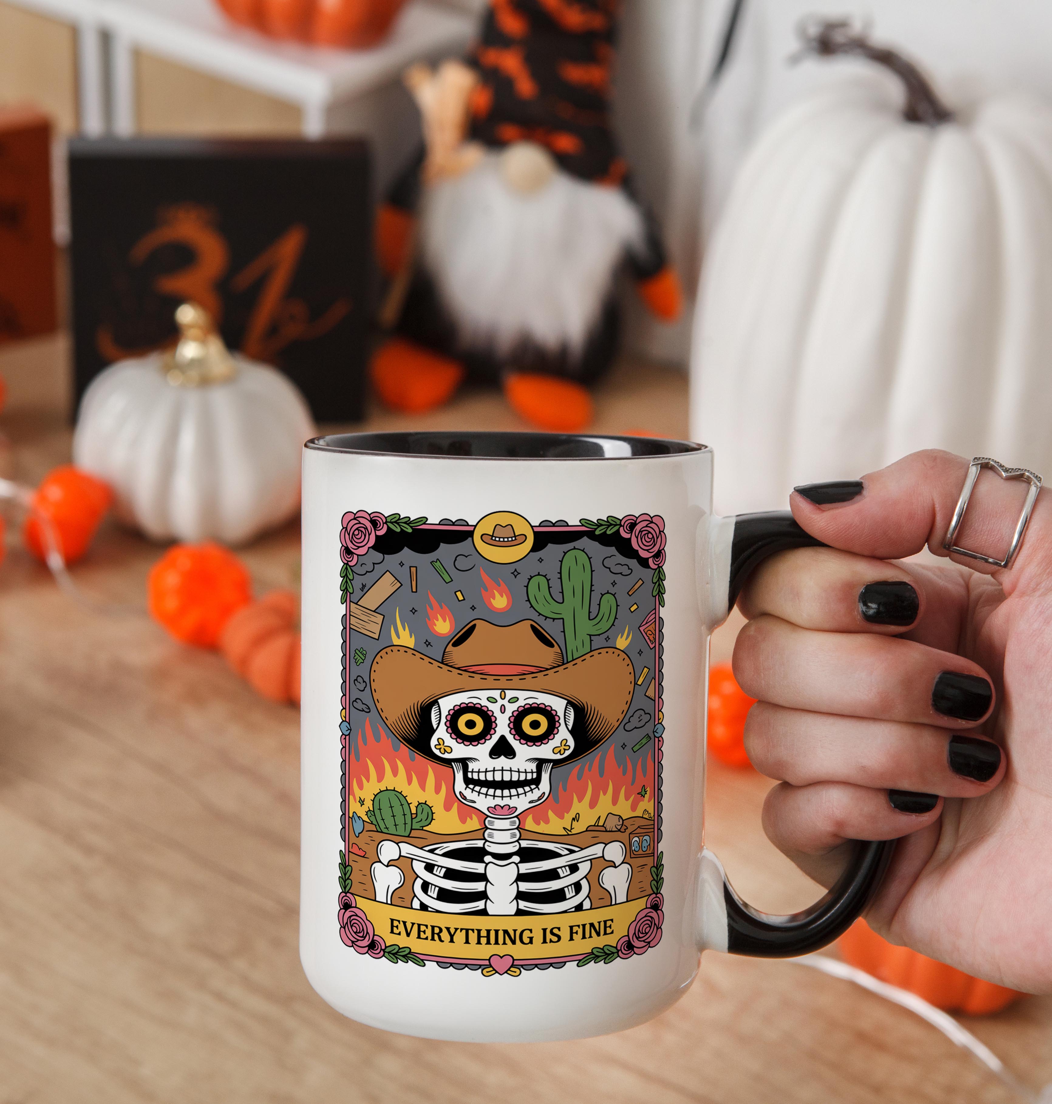 Everything is Fine - Skeleton Tarot Card - Adult Humor Mug