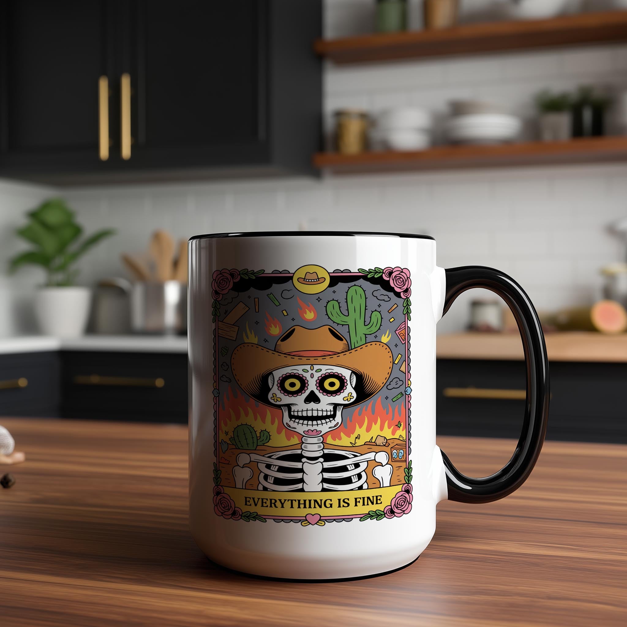 Everything is Fine - Skeleton Tarot Card - Adult Humor Mug