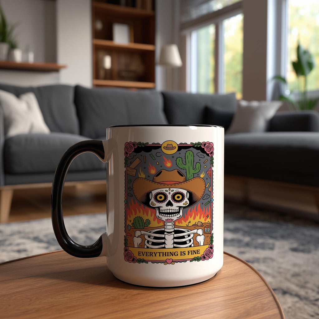 Everything is Fine - Skeleton Tarot Card - Adult Humor Mug