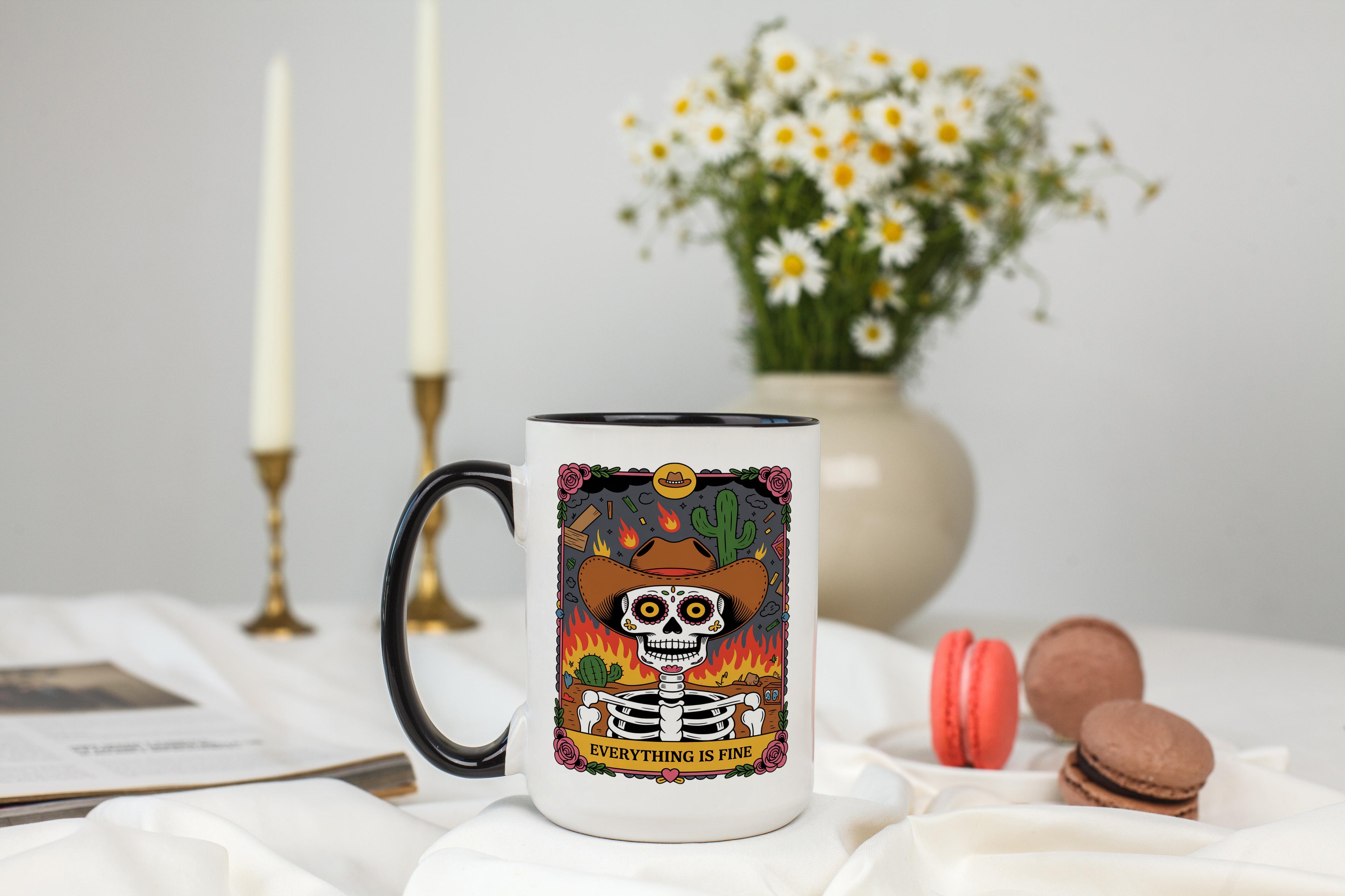 Everything is Fine - Skeleton Tarot Card - Adult Humor Mug
