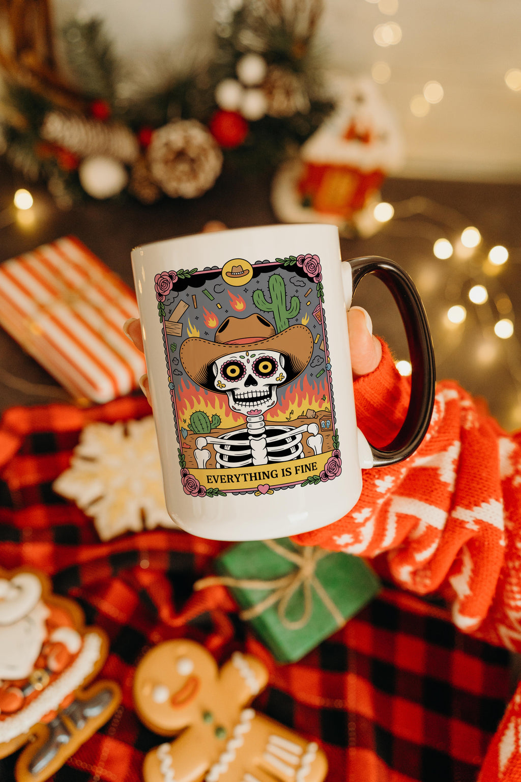 Everything is Fine - Skeleton Tarot Card - Adult Humor Mug